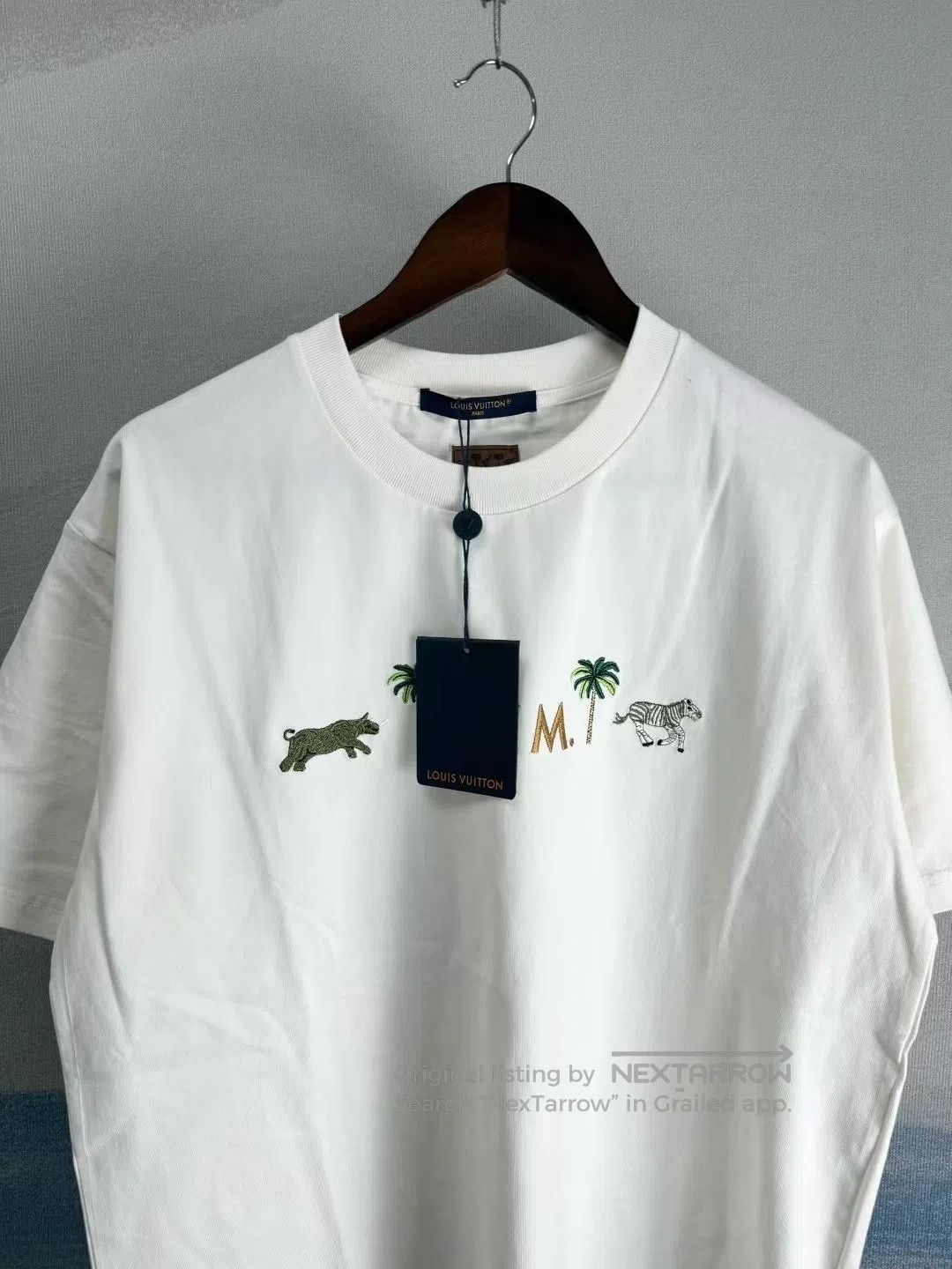 Louis Vuitton Louis Vuitton White Palm Tree Animal Embroidered Short Sle Size US M / EU 48-50 / 2 - 3 Thumbnail