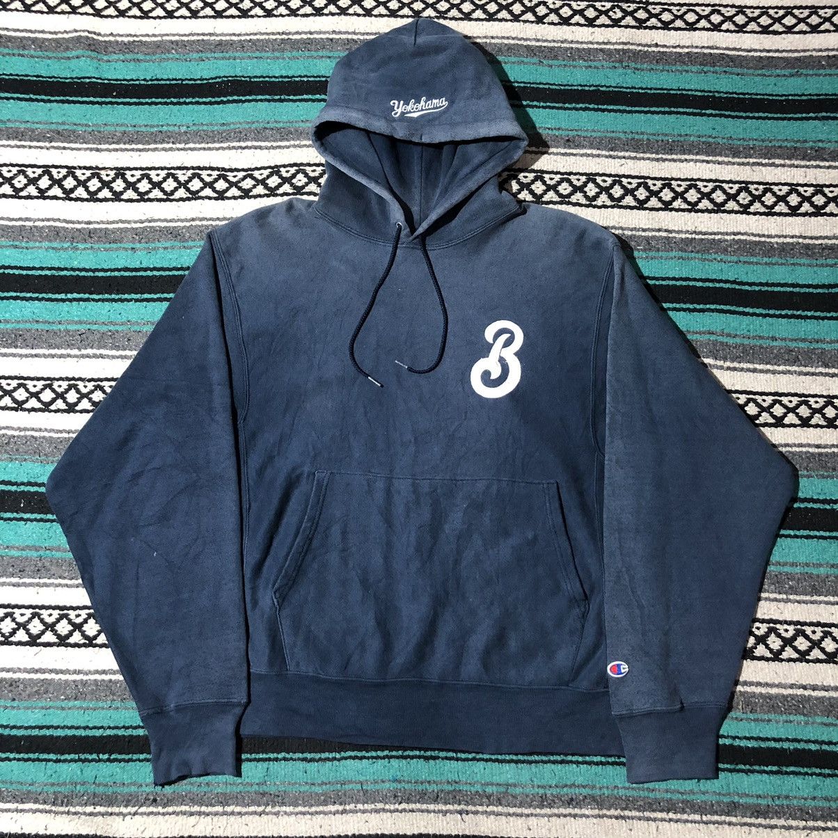 2000'S Champion Premium Reverse Weave Paint Print Sweatshirt (Men's Size L) cotton navy blue type Vintage Second Hand