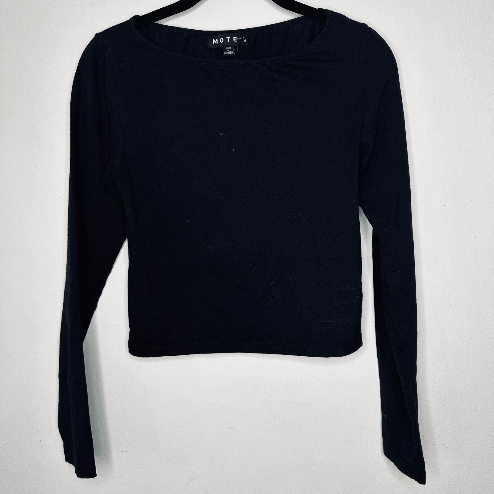 Other Motel Black Long Sleeve Round Neck Top Size M / US 6-8 / IT 42-44 - 2 Thumbnail