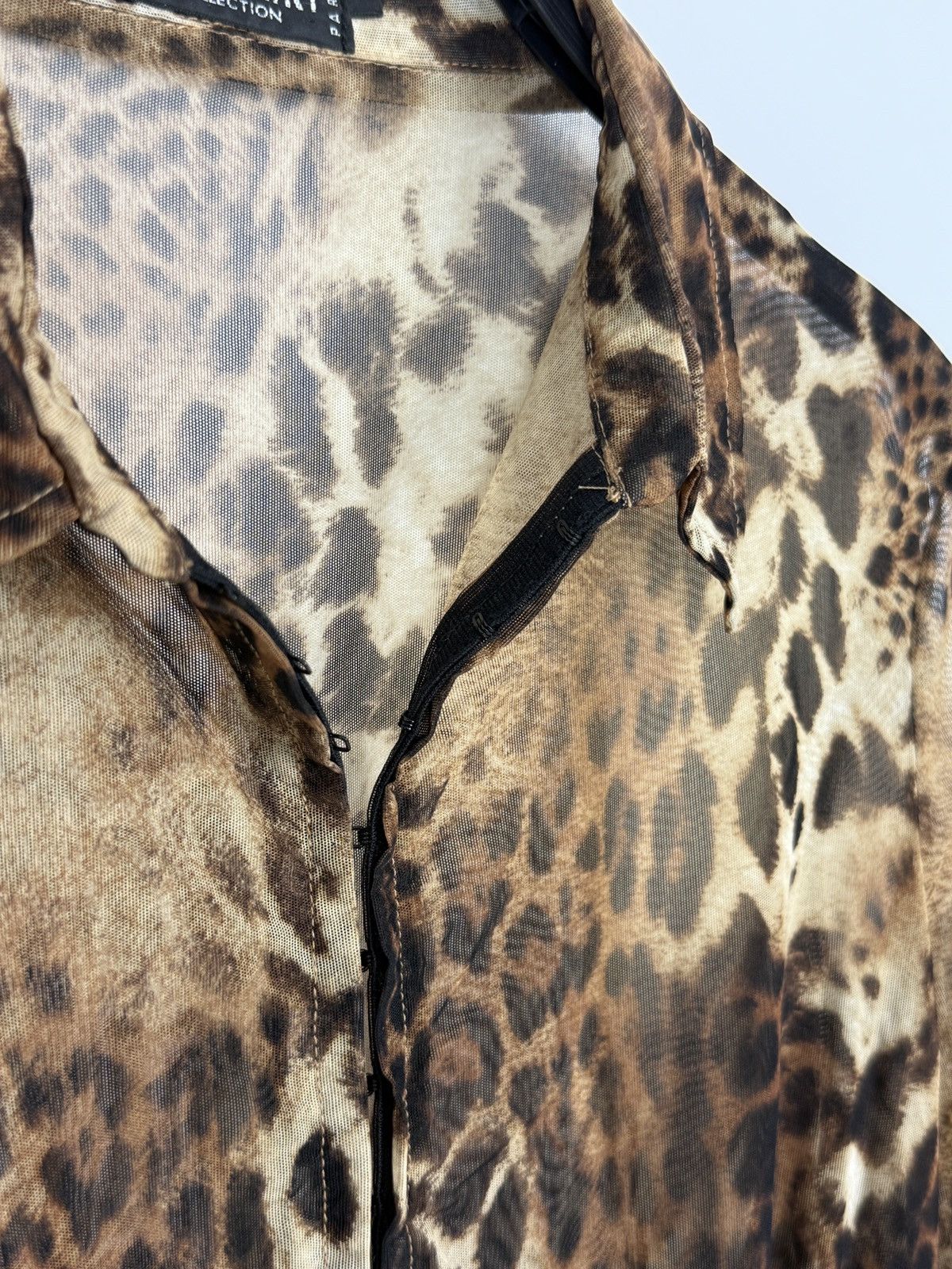 Vintage Y2K Vintage Anti-Flirt Cheetah Printed Sheer Mesh Blouse Size M / US 6-8 / IT 42-44 - 3 Thumbnail