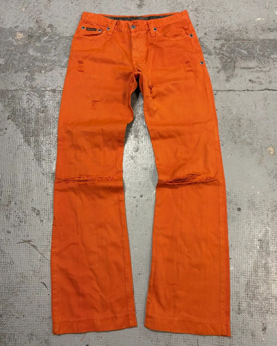 Dolce & Gabbana AW2003 Dolce & Gabbana Orange Distressed Denim Jeans Size US 31 - 1 Thumbnail