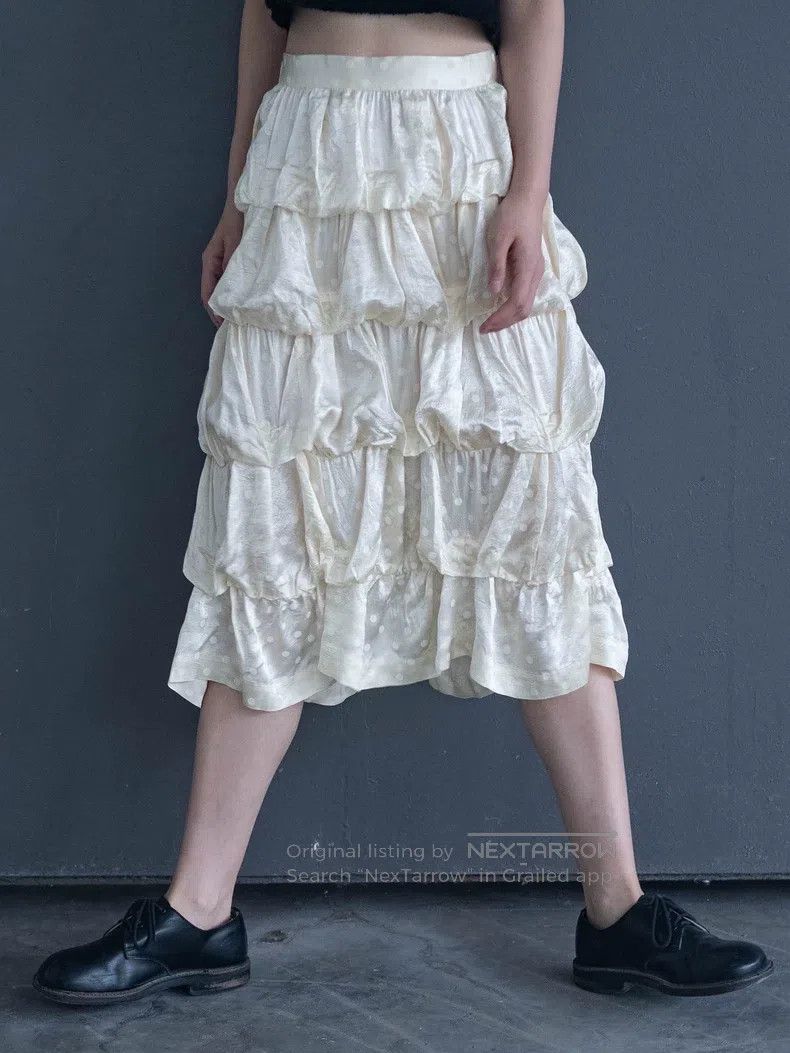 Comme des Garcons Comme Des Garcons size M Off-white polka dot satin tiered Size 23" - 8 Thumbnail