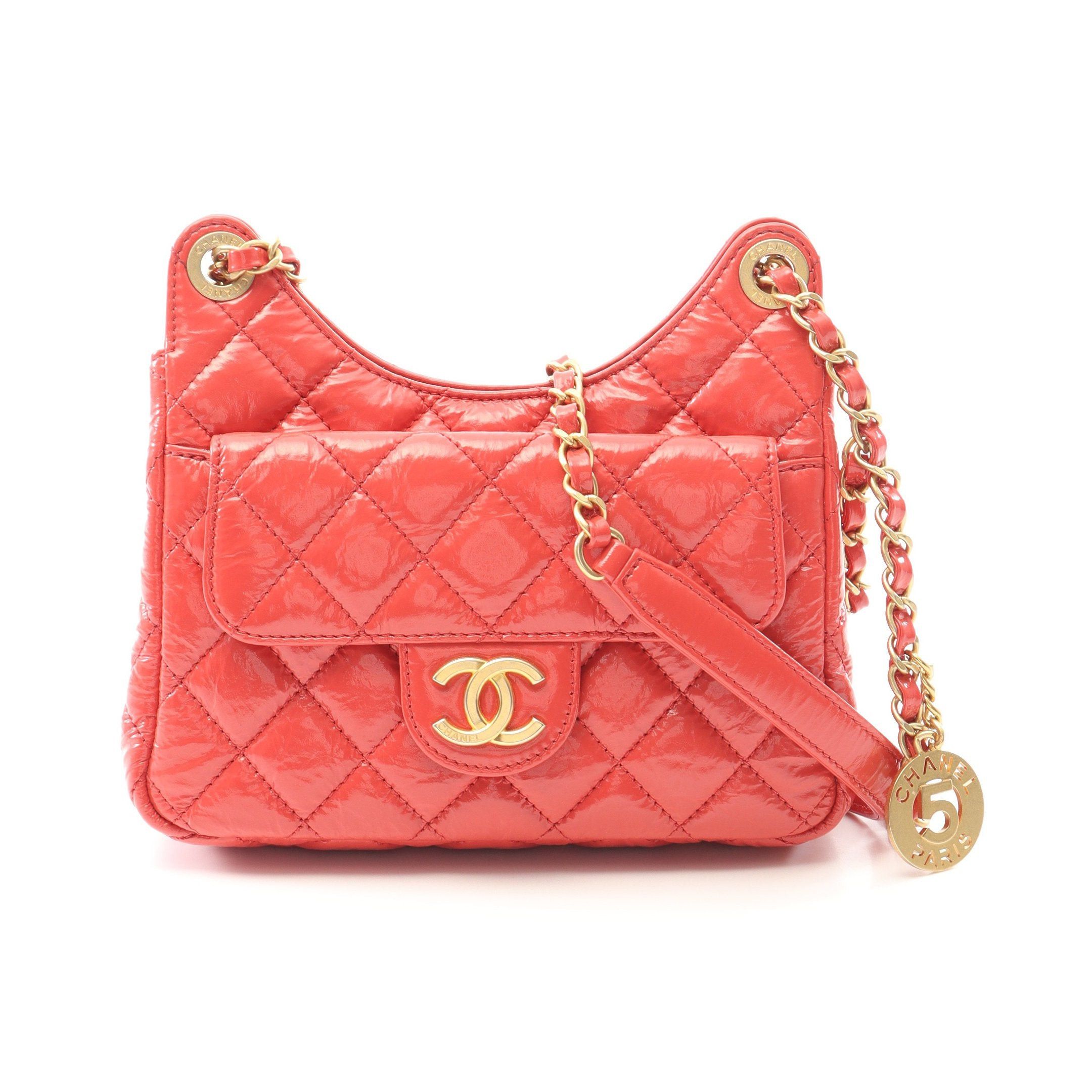 Chanel Chanel Matelasse Small Hobo Chain Shoulder Bag Leather Coral Pink Gold Hardware Size ONE SIZE - 1 Thumbnail