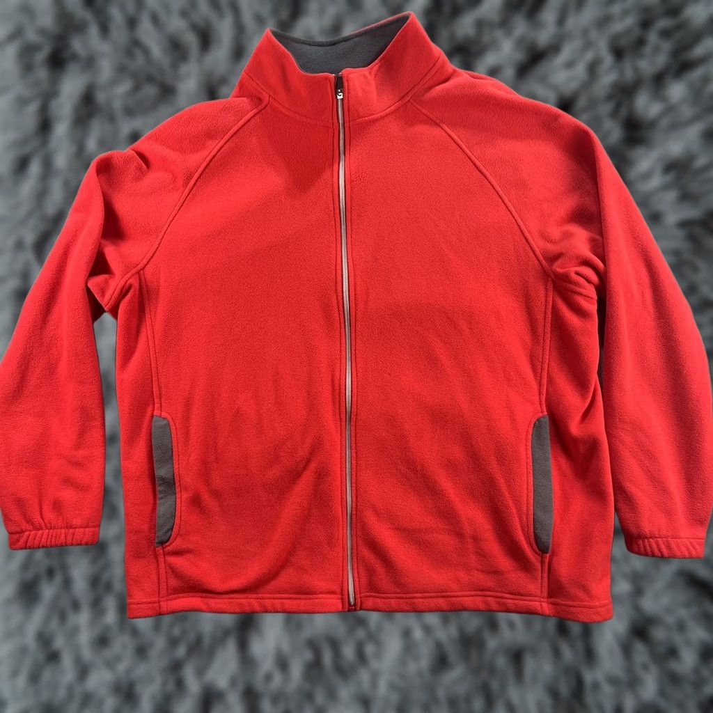 Starter Starter Jacket Mens 2XL Fleece Red Gray Trim Full Zip High Collar Pockets Raglan Size US XXL / EU 58 / 5 - 1 Thumbnail
