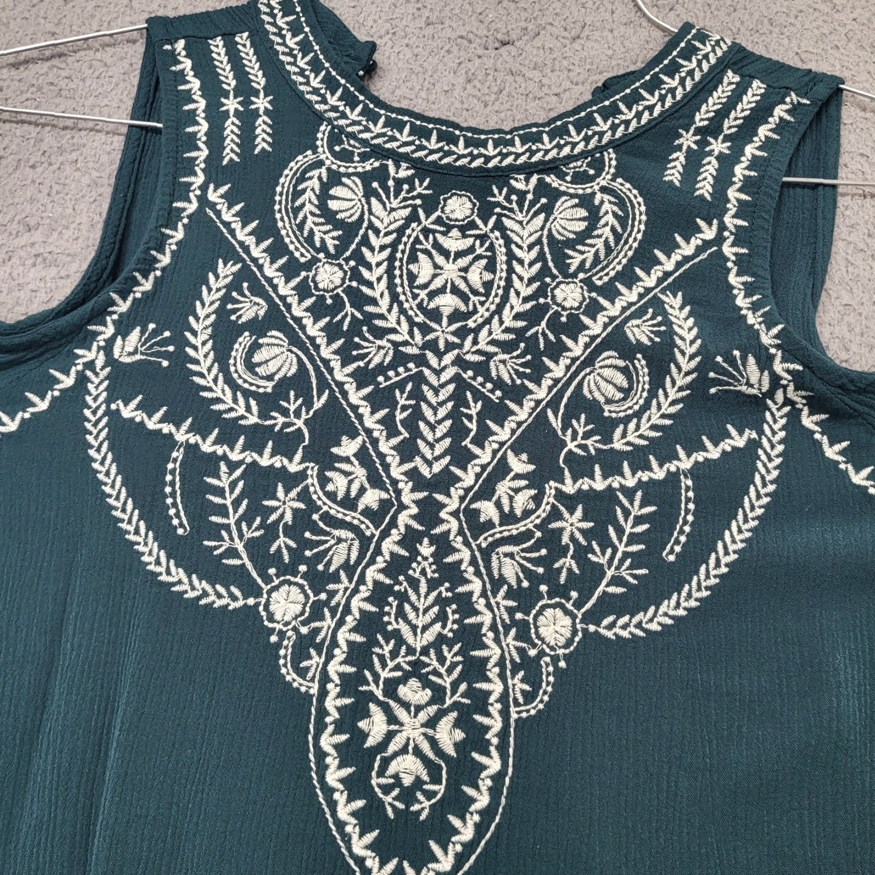 Vintage Maurices Blouse Women's Size M Green Cold Shoulder Embroidered Gauzy Rayon Top Size M / US 6-8 / IT 42-44 - 6 Thumbnail