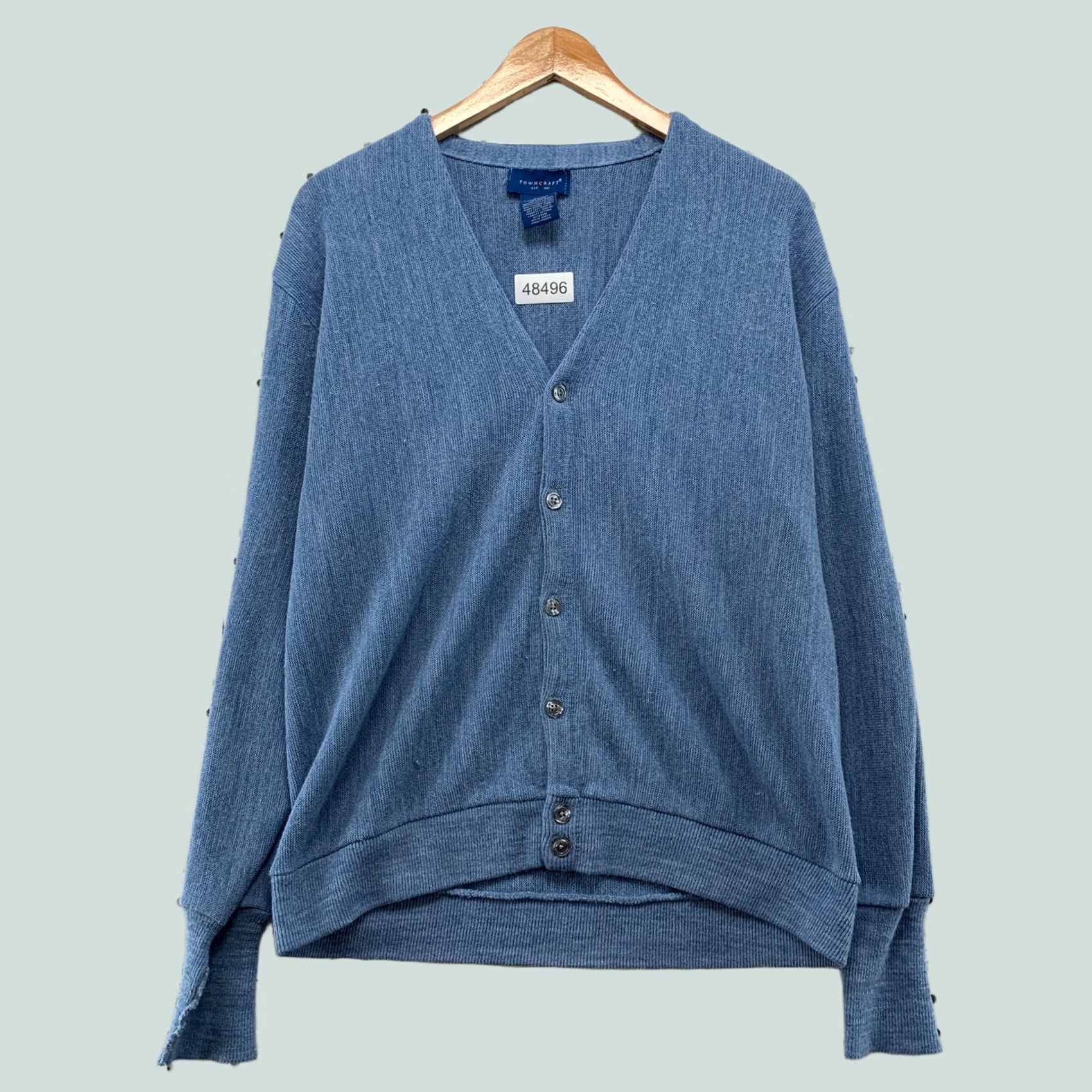 Vintage VINTAGE Towncraft Cardigan Sweater Mens Medium Blue 90s Acrylic Made in USA Size US M / EU 48-50 / 2 - 1 Thumbnail