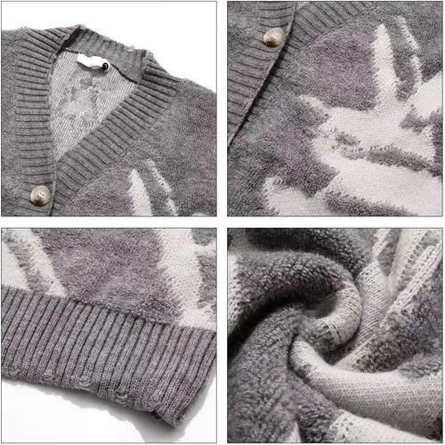 VIBE Streetwear Knitted Oversized Design Cardigan Sweater Size US XL / EU 56 / 4 - 8 Thumbnail