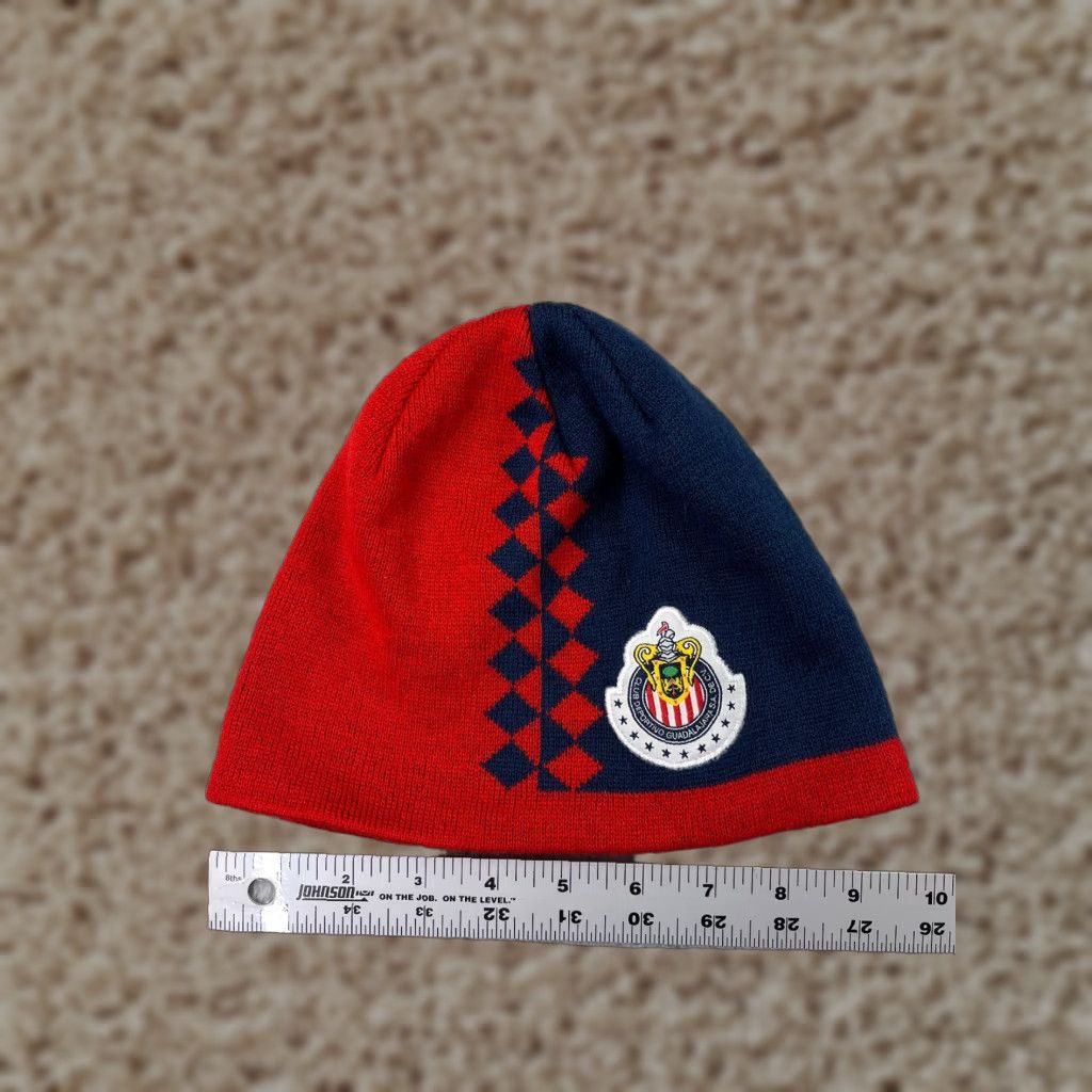 Vintage C.D. Guadalajara Beanie Toque Adult One Size Red Argyle Acrylic Futbol Hat/Cap Men's Beanie Soccer Theme Ski Logo Varsity 90s? Size ONE SIZE - 1 Thumbnail