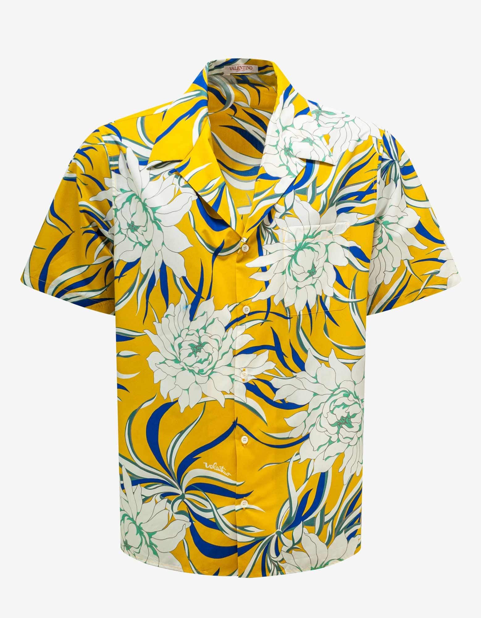 Street Flowers Couture Peonies Print Bowling Shirt SIZE 46