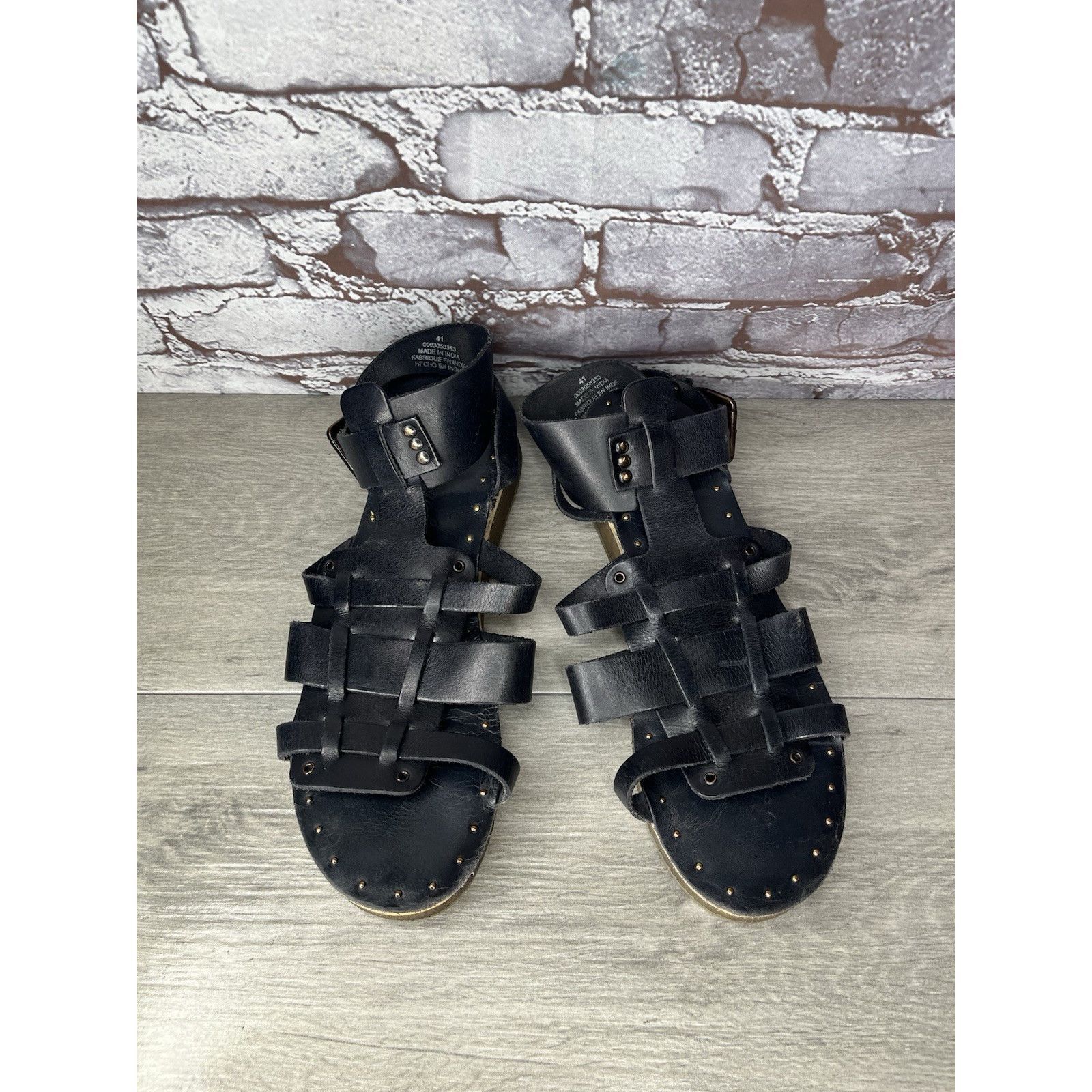 Free People Free People Marianne Black Leather Platform Gladiator Strapp Size US 10.5 / IT 40.5 - 2 Thumbnail
