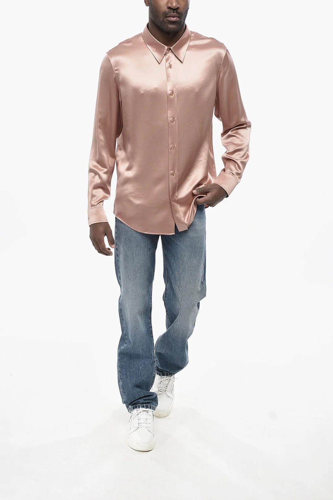 Celine og1mm0426 Long-Sleeve Silk Shirt in Pink Size US XXS / EU 40 - 4 Thumbnail