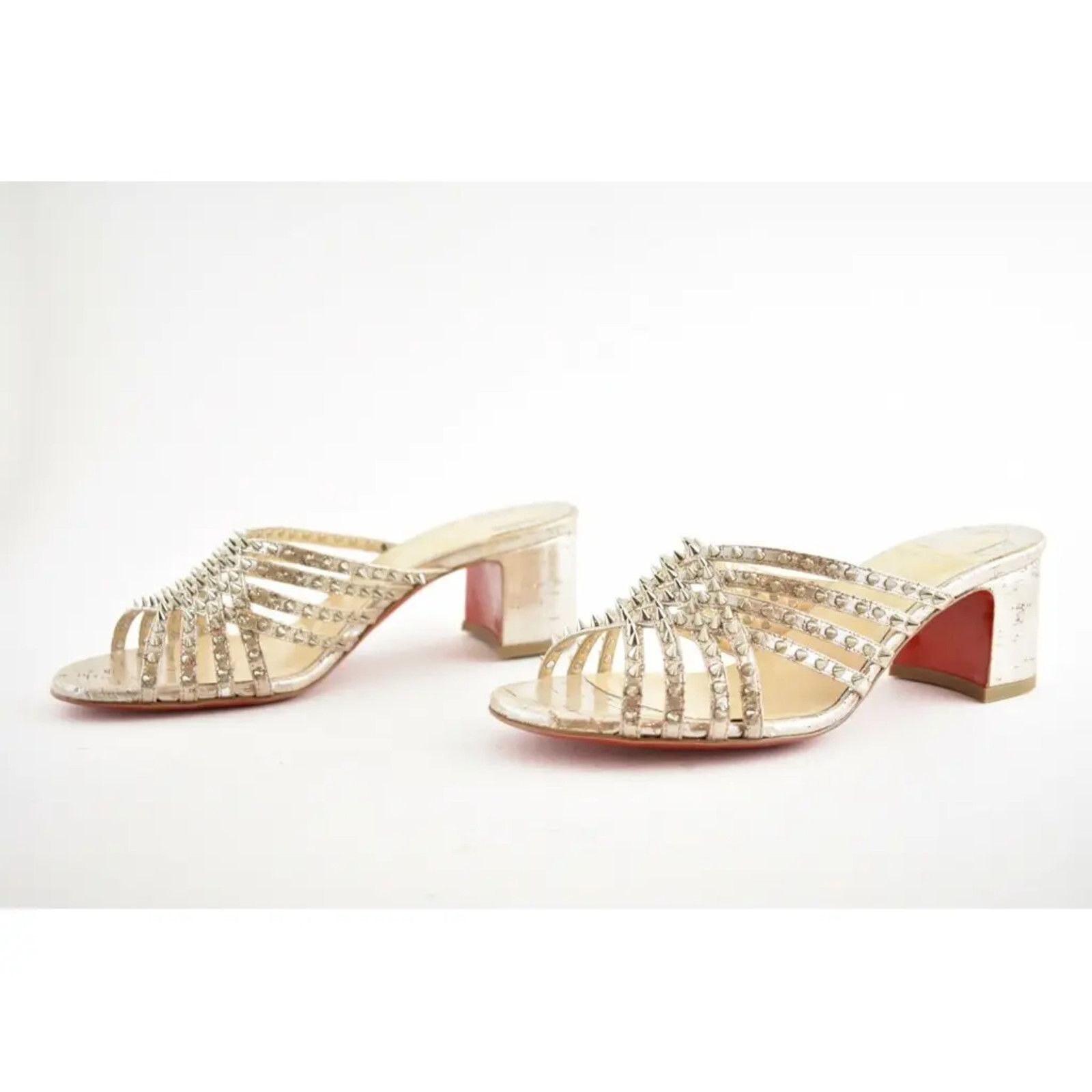 Christian Louboutin Christian Louboutin Marthaspike 55 Silver Open Sandal Mule Size US 6.5 / IT 36.5 - 10 Thumbnail