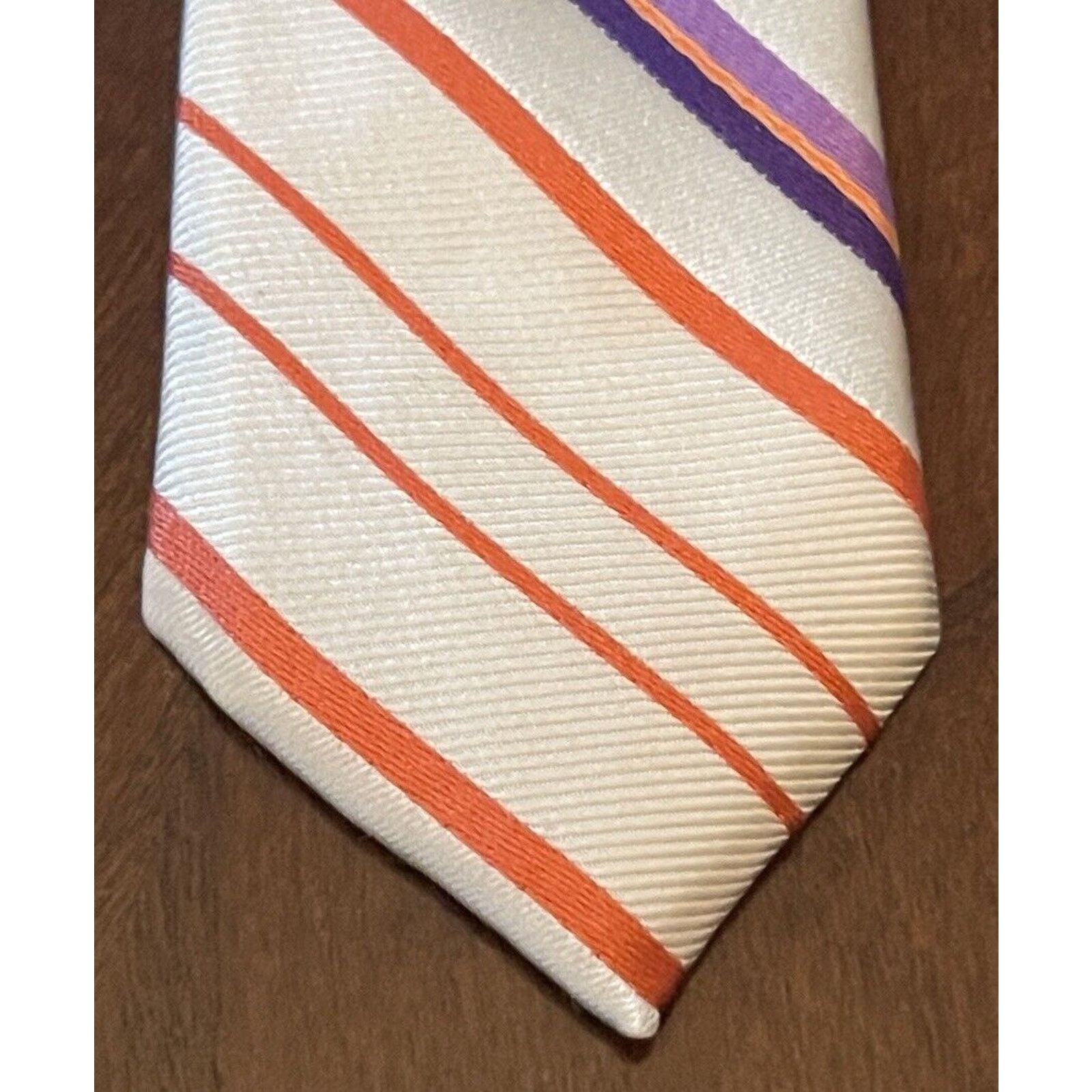Express Express Orange Purple 100% Silk Men’s Neck Tie Made In China Size ONE SIZE - 7 Thumbnail