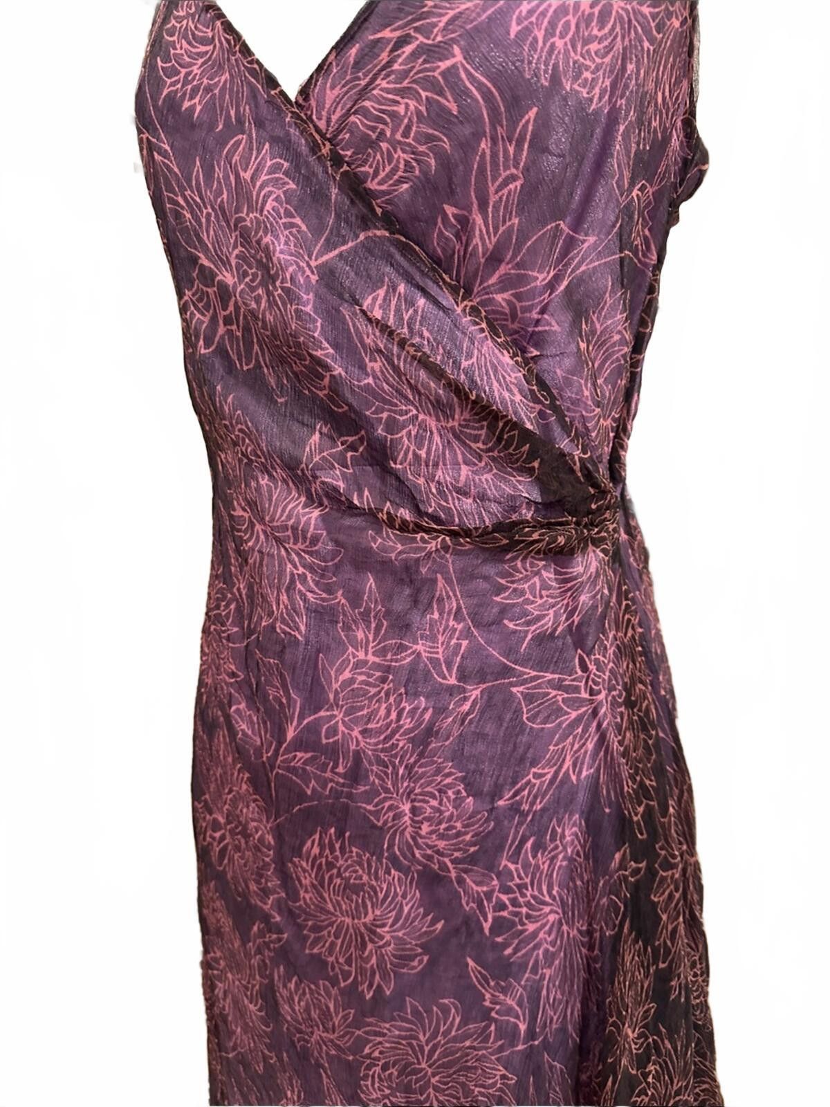 Other Y2K Vintage Purple Floral Asymmetric Beaded Strap Slip Dress Size M / US 6-8 / IT 42-44 - 6 Thumbnail