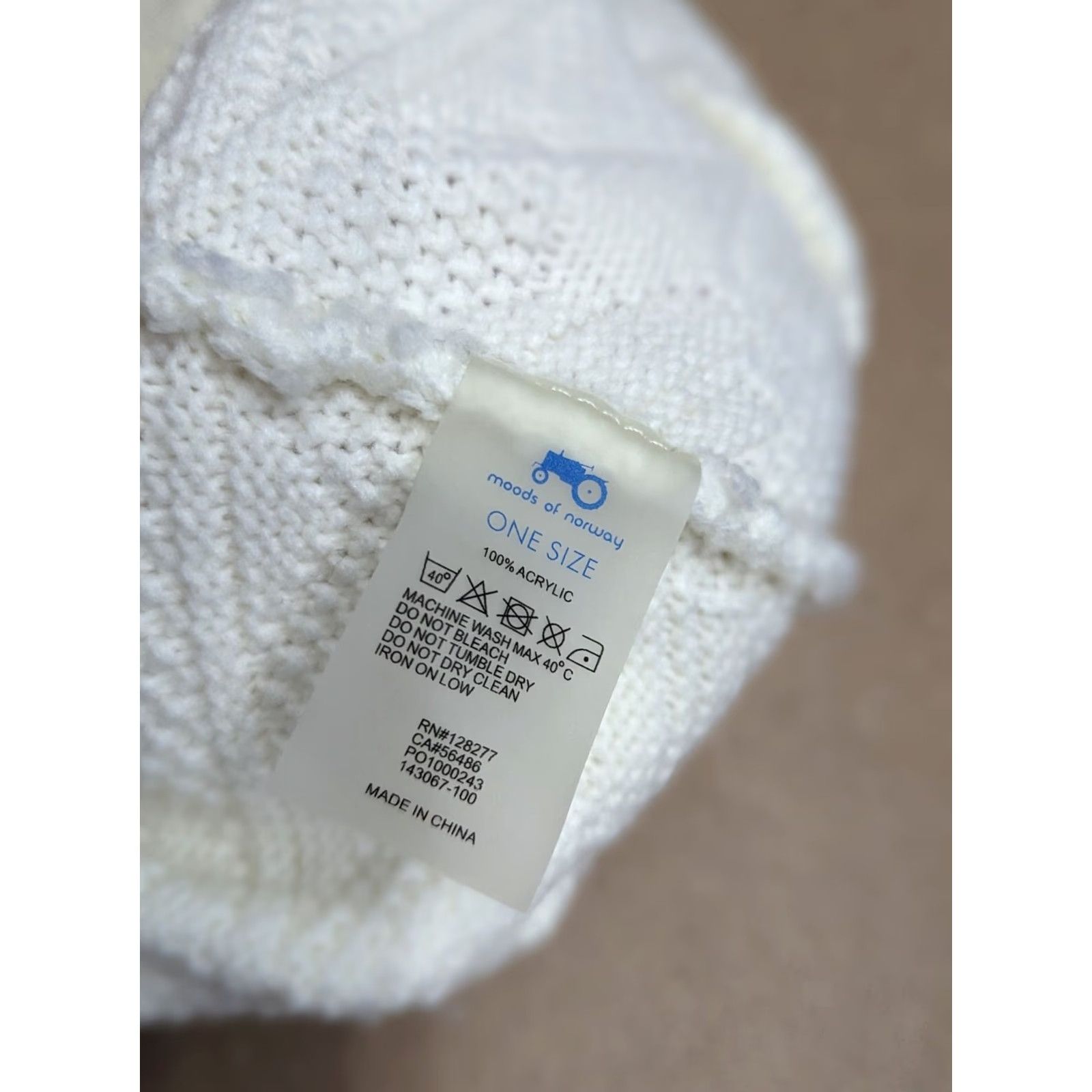 Vintage Moods of Norway Beanie Hat One Size Lined Pom Pom Spellout Knitted White Hat Adults Unisex Beanie Mens Womens Size ONE SIZE - 6 Thumbnail