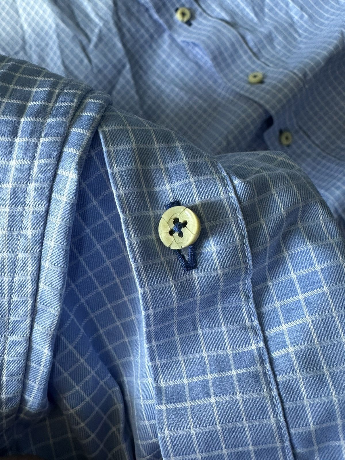 Designer × Strenstroms × Vintage Strenstroms Men 16 1/2 42 M Casual Shirt flannel white-blue Size US L / EU 52-54 / 3 - 7 Thumbnail