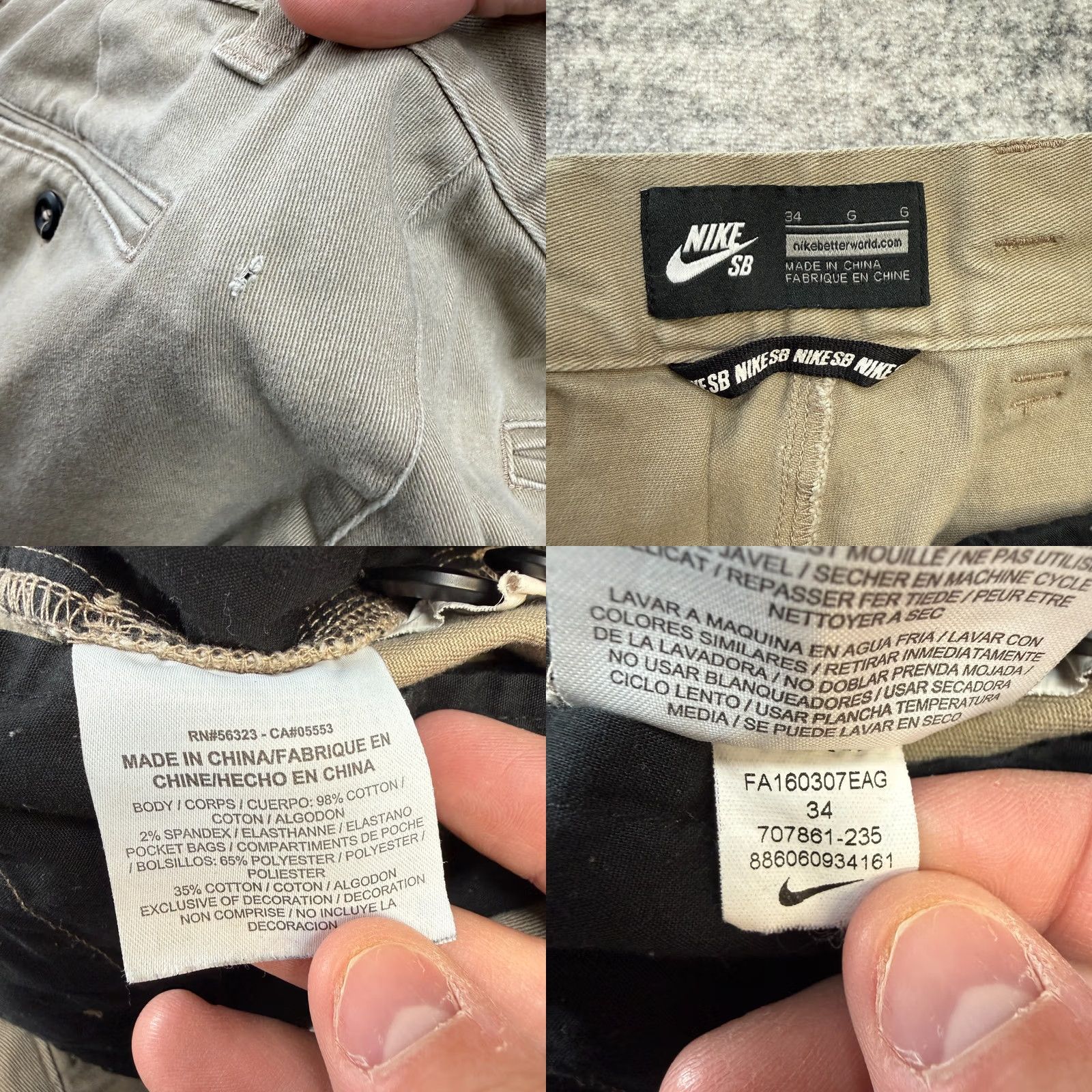 Nike Nike SB Chino Pants Mens 34 Khaki Stretch Twill Flat Front Regular Inseam 29 Inseam Straight Pockets Button Zip pants Size US 34 / EU 50 - 8 Thumbnail