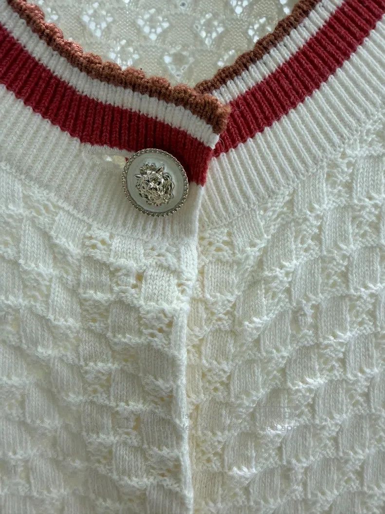 Chanel Chanel White and orange lace knitted cardigan coat Size XS / US 0-2 / IT 36-38 - 3 Thumbnail