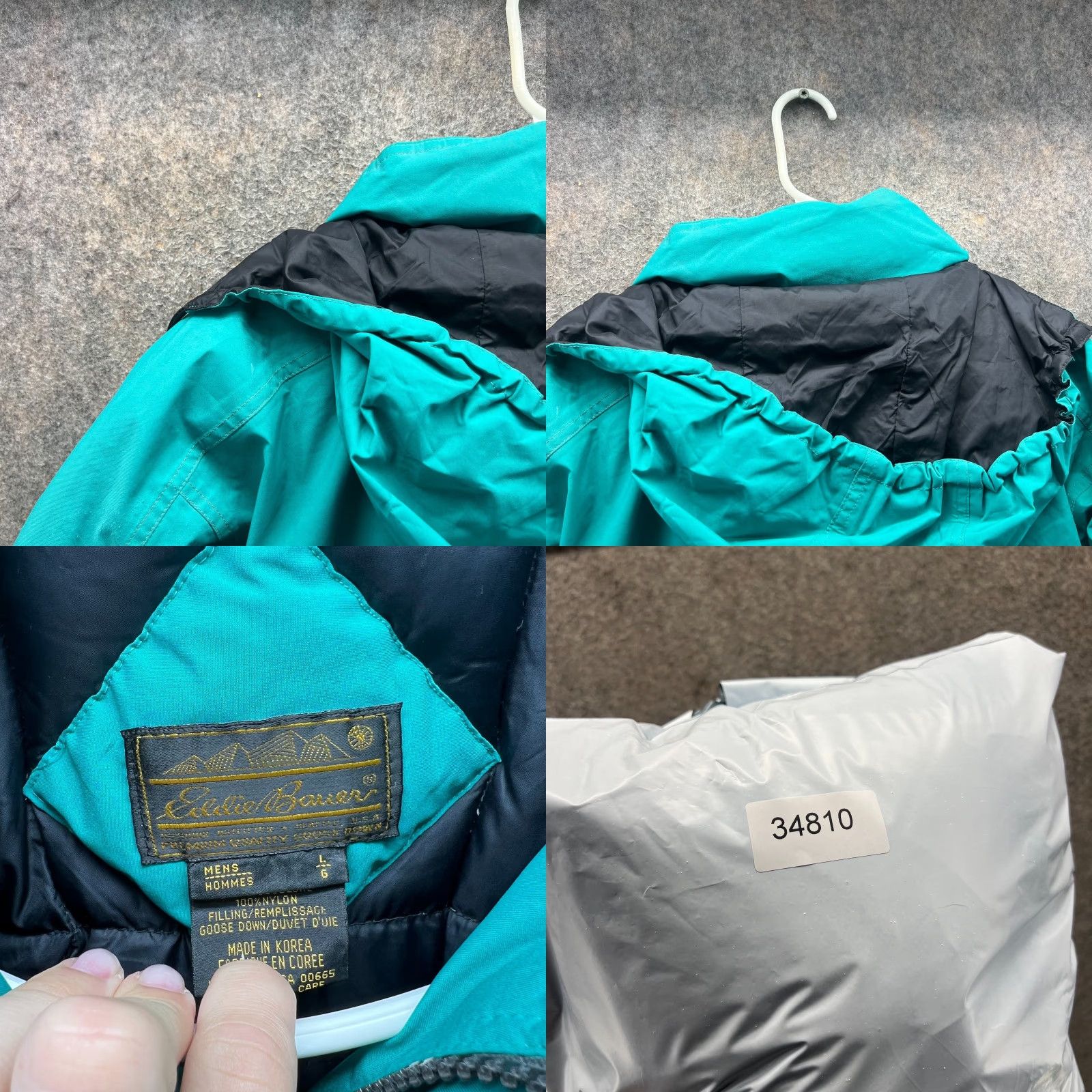 Eddie Bauer VINTAGE Eddie Bauer Jacket Mens Large Teal Blue Goose Down Puffer Hooded Nylon Size US L / EU 52-54 / 3 - 8 Thumbnail