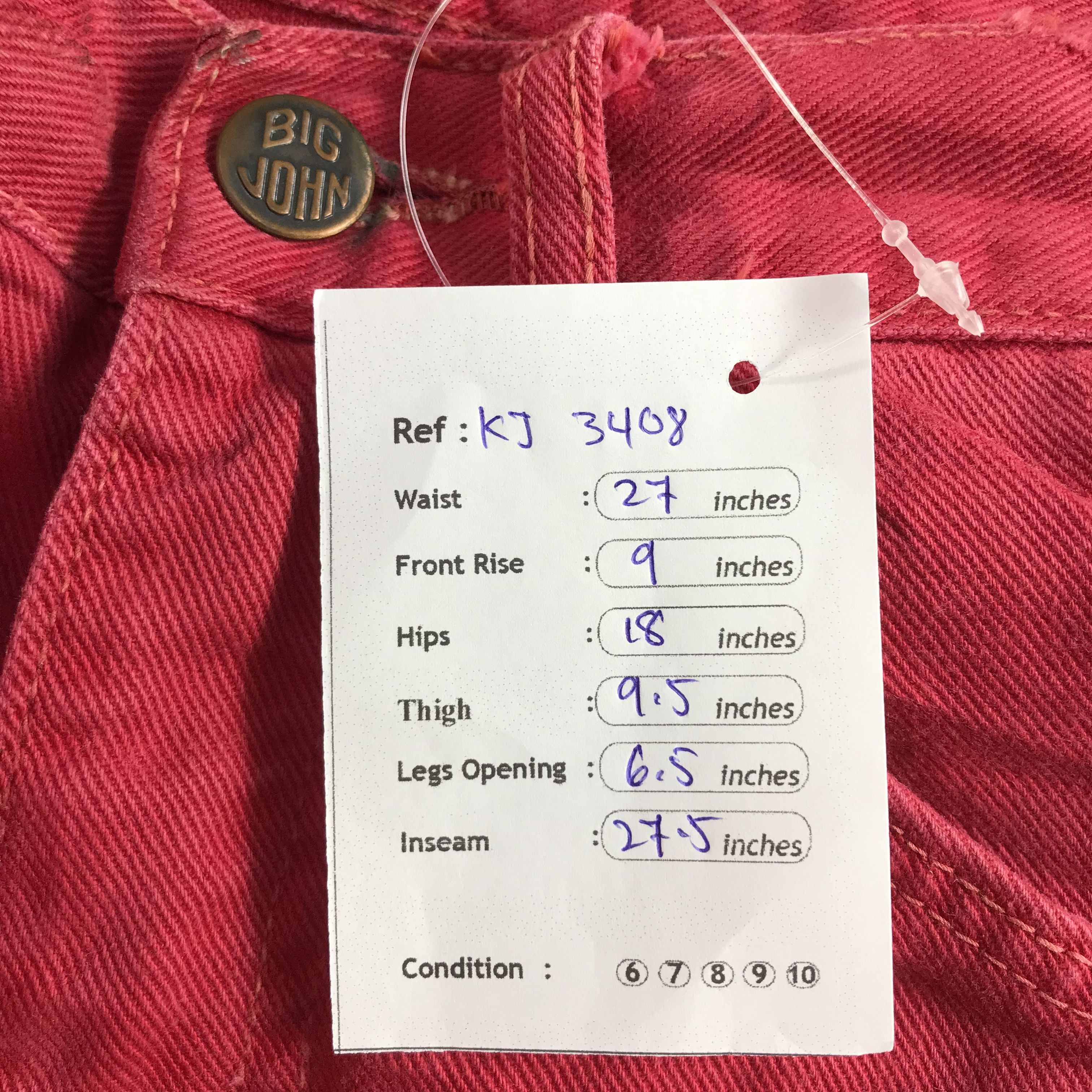 Vintage Vintage Big John Jeans Red Denim KJ3408 Size US 27 - 9 Thumbnail