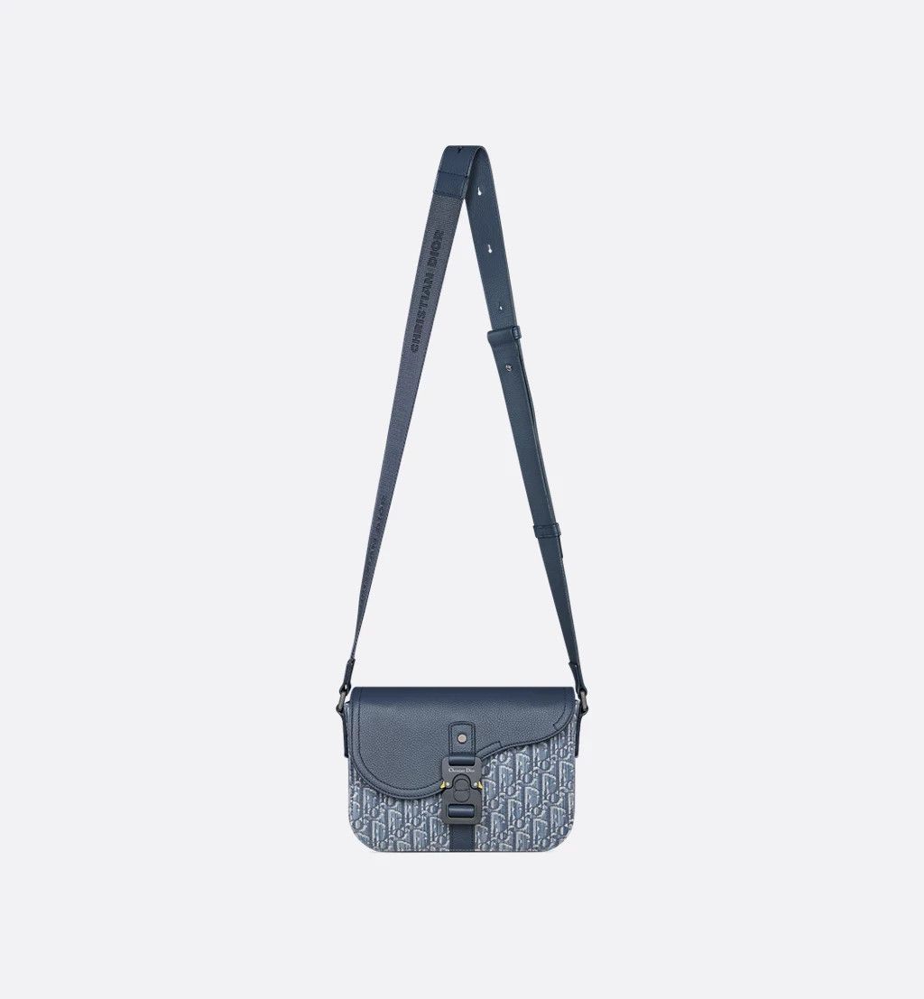 Dior Small Saddle Messenger Bag With Flap 1Adpo049Yks_H04E in Blue, Men's