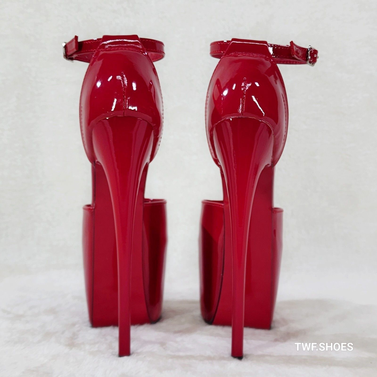Other Juicy 15 Red Patent Slim 7" Stiletto Platform Closed Back He Size US 9 / IT 39 - 5 Thumbnail