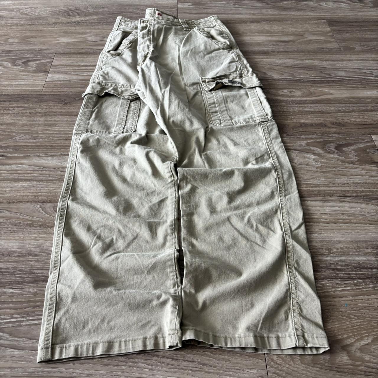 Vintage Crazy Vintage Y2K/2000s Khaki Cream Streetwear Skater Style Cargo Pants! 38x30 Size US 38 / EU 54 - 3 Thumbnail