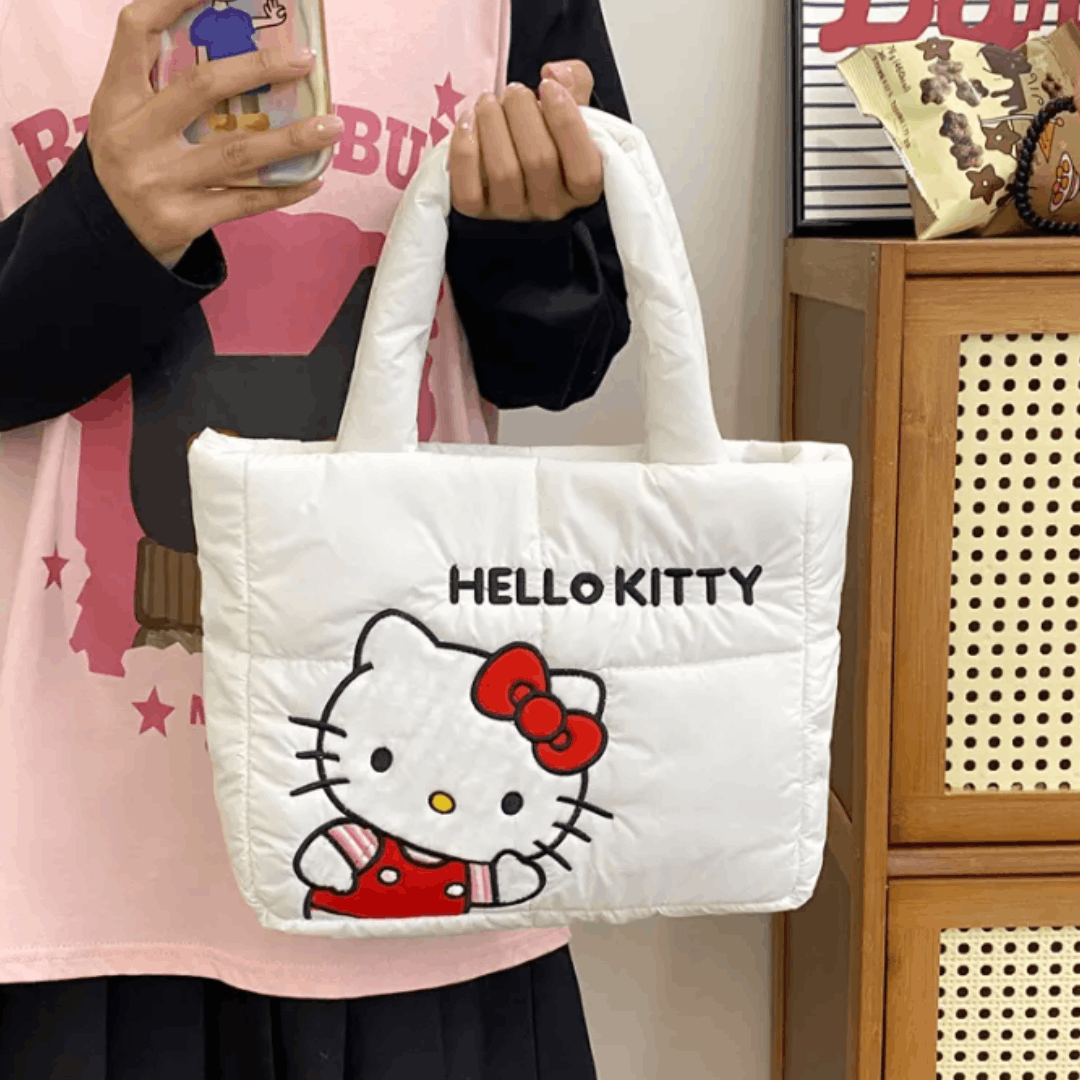 Japanese Brand HELLO KITTY Fabric Handbag, Shoulder bag, White, NEW Size ONE SIZE - 5 Thumbnail