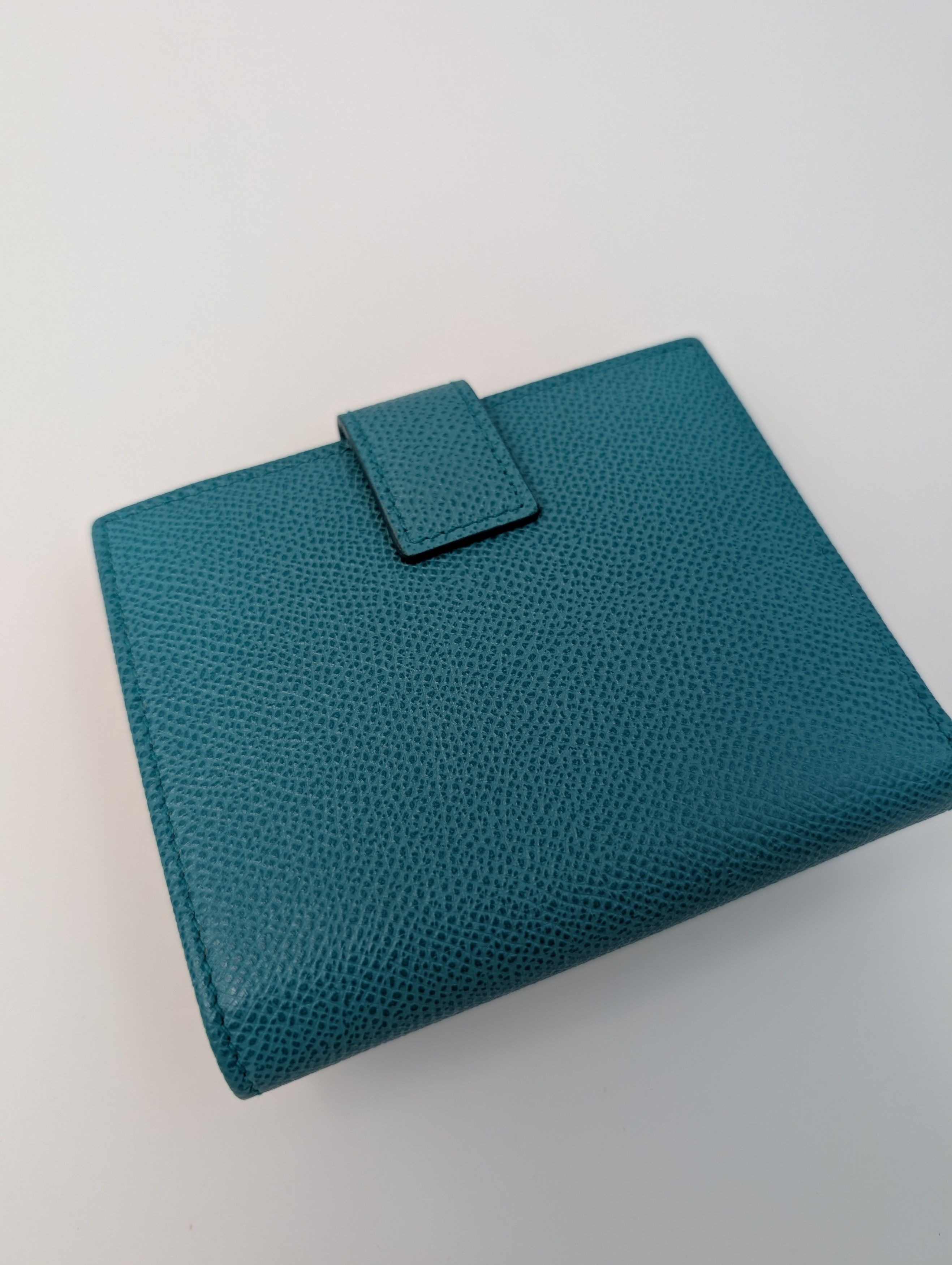 Salvatore Ferragamo Dark Aqua Green Fold-Over Clasp Leather Purse Size ONE SIZE - 5 Thumbnail