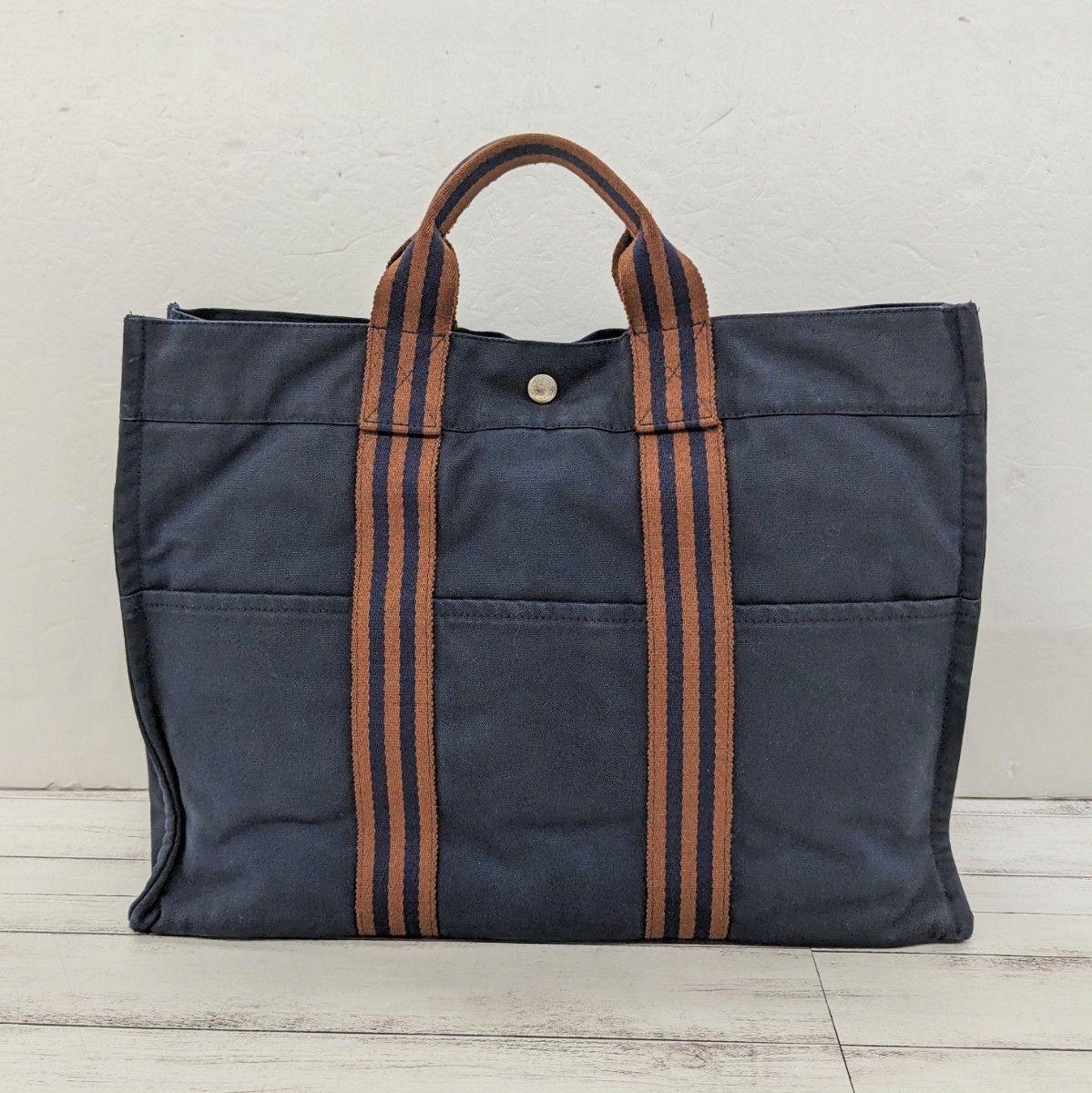 Hermes Sac cabas Hermes vintage toile bleu marine Size ONE SIZE - 3 Thumbnail