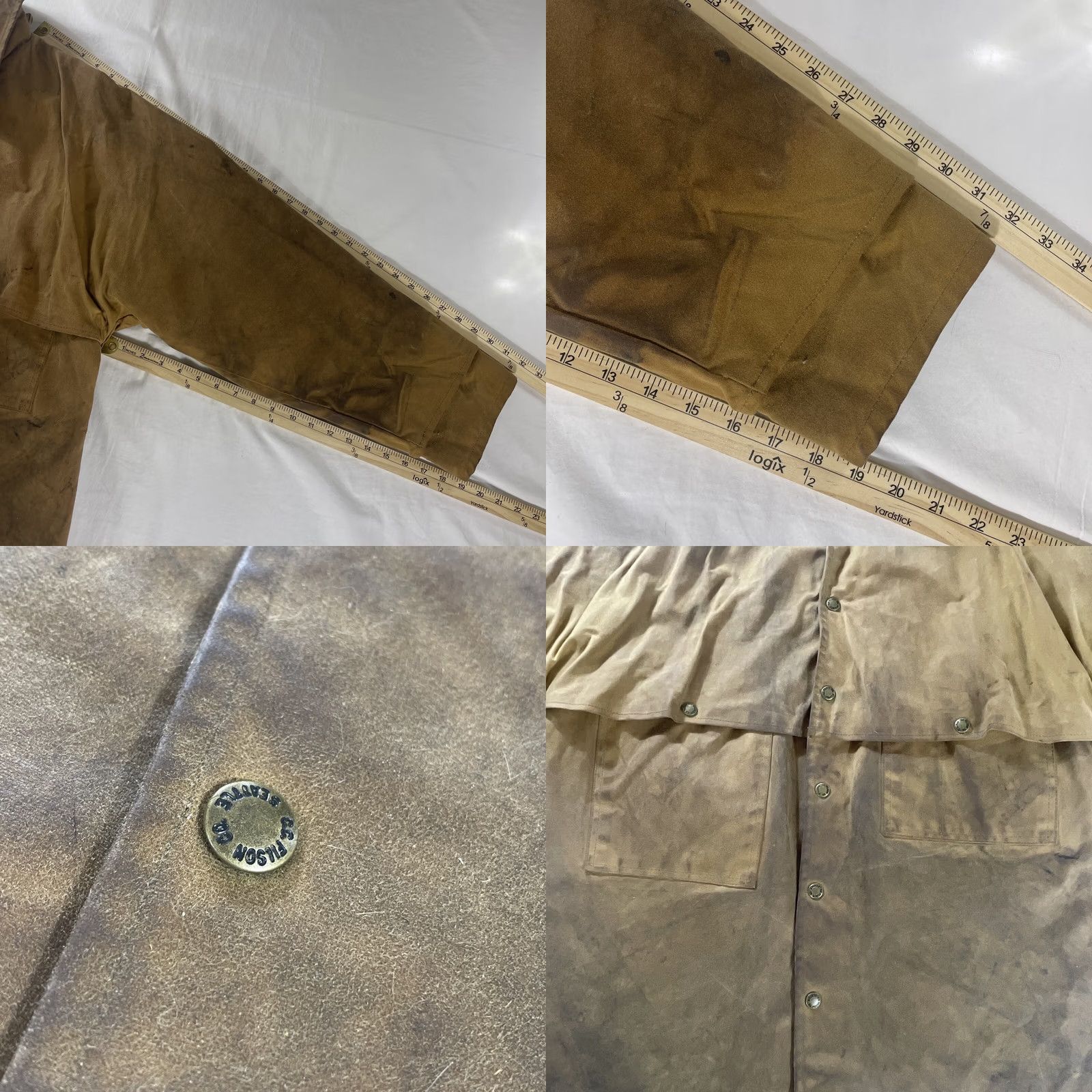 Filson VINTAGE Filson 63 Men's XL Waxed Jacket Double Tin Cloth Logger Cruiser Worn Beige Tin Jacket Field Jacket Mens XL Beige 1963 Decade Outdoor Size US XL / EU 56 / 4 - 8 Thumbnail