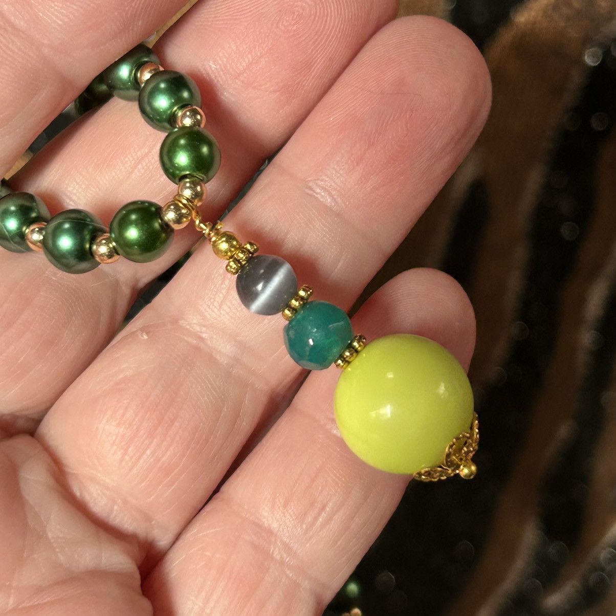 Handmade Handcrafted elegant emerald Czech glass pearl necklace Size ONE SIZE - 5 Thumbnail