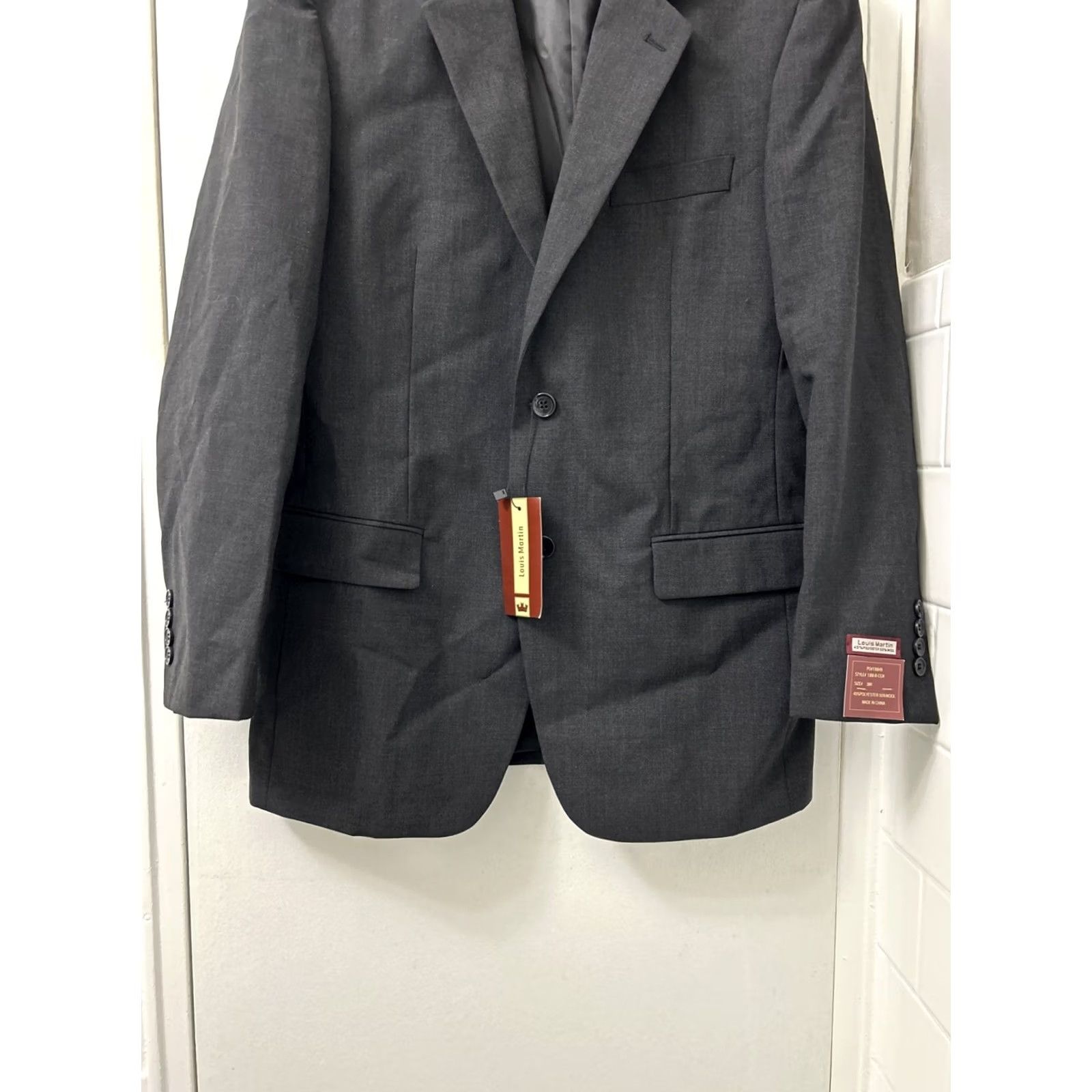 Vintage VINTAGE Louis Martin Blazer Mens 38R Charcoal Gray Two-Button Notch Lapel Regular Fit Jacket NWT Size 38R - 3 Thumbnail