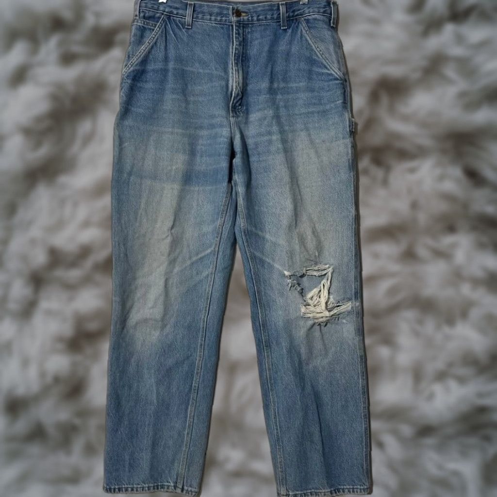 Carhartt VINTAGE Carhartt Carpenter Dungaree Fit Light Blue Denim Jeans Men's 38x34 Blue Regular 34 In Inseam Mens Size US 38 / EU 54 - 1 Thumbnail