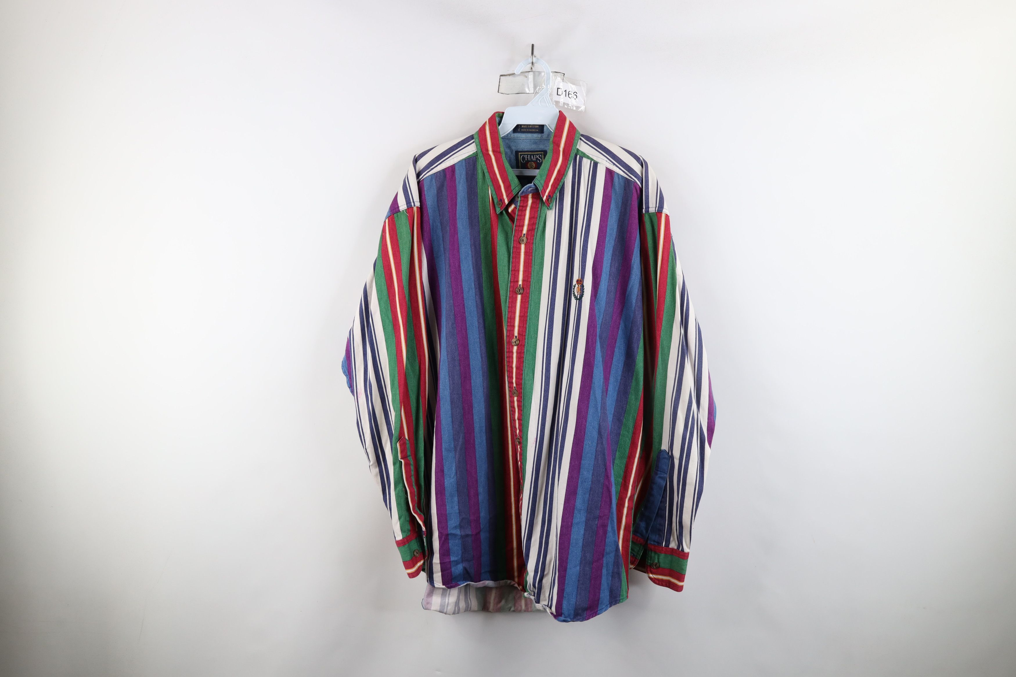 Vtg 90s Chaps Ralph Lauren Crest Denim Button Down Shirt