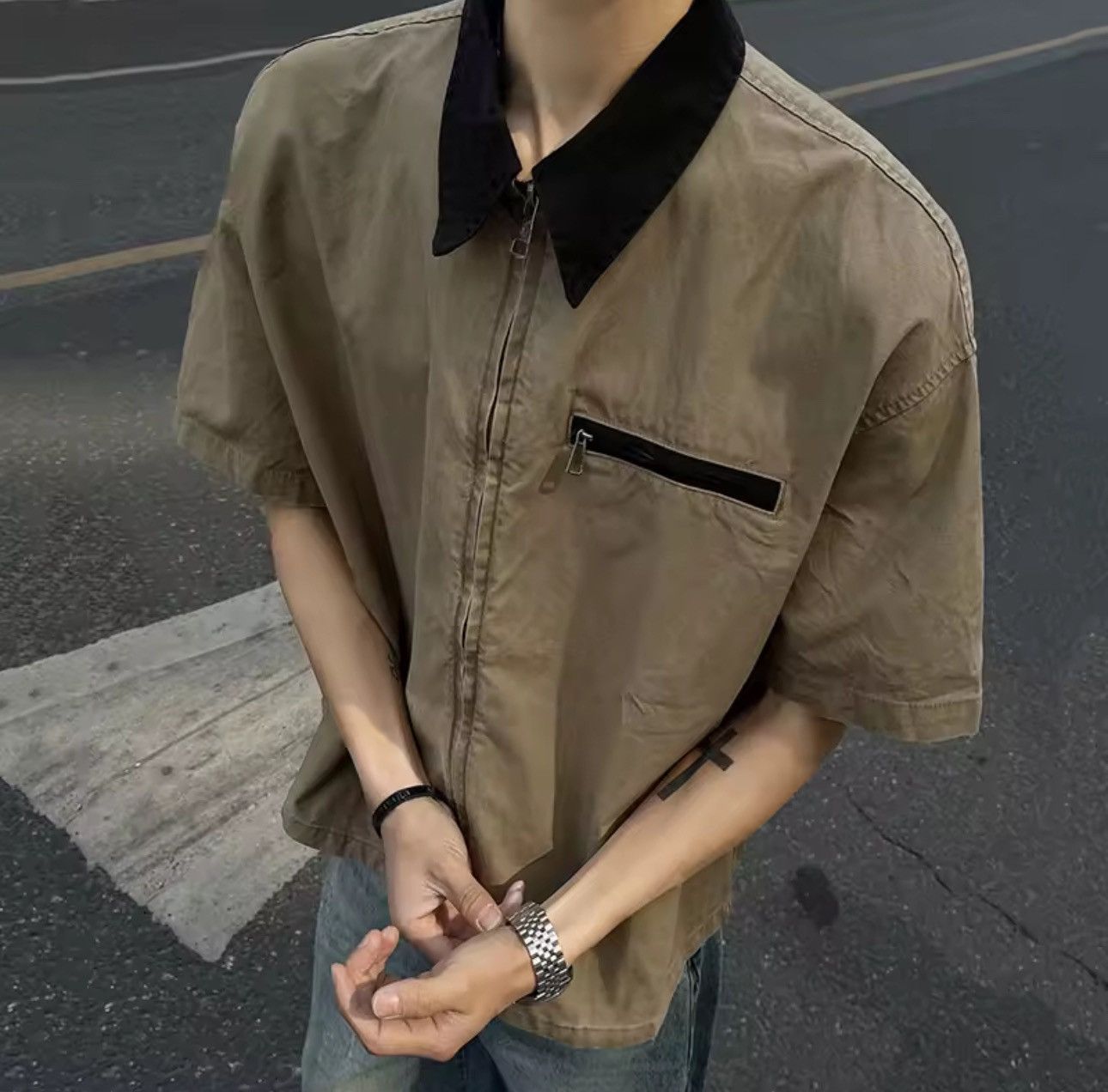 Other Washed Retro Vintage Style Denim Short Sleeve Jacket Shirt Size US M / EU 48-50 / 2 - 2 Thumbnail