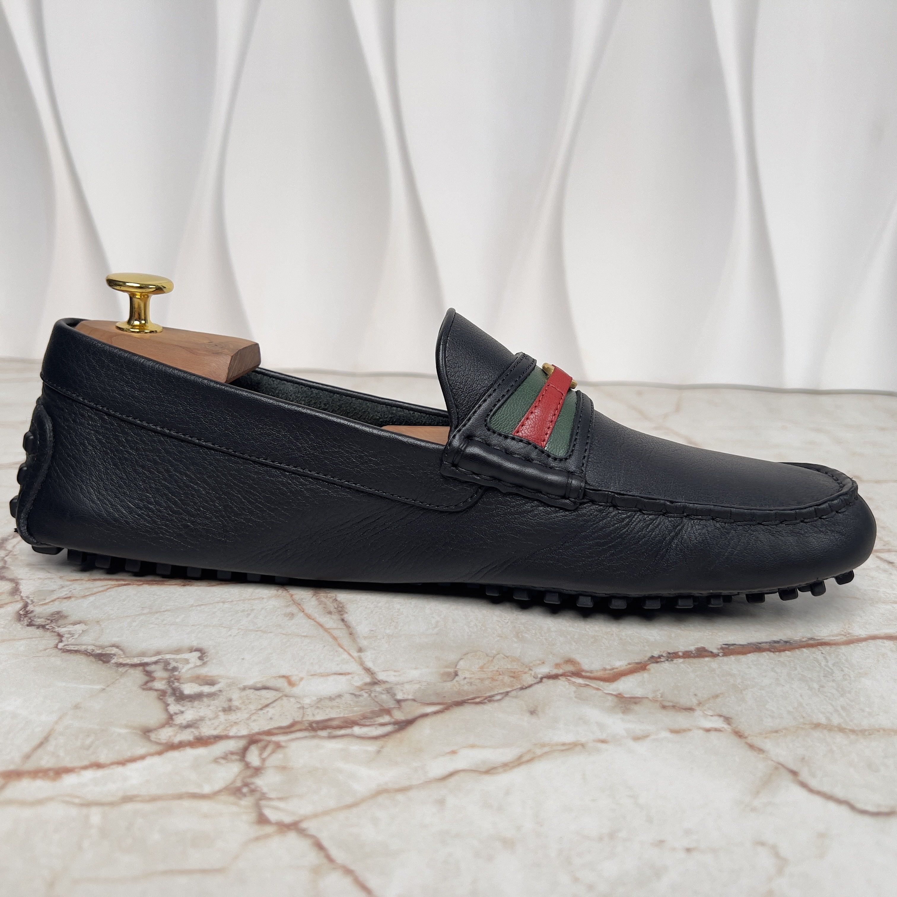 Gucci Web Moccasins GG Logo Black Leather Size US 9.5 / EU 42-43 - 7 Thumbnail