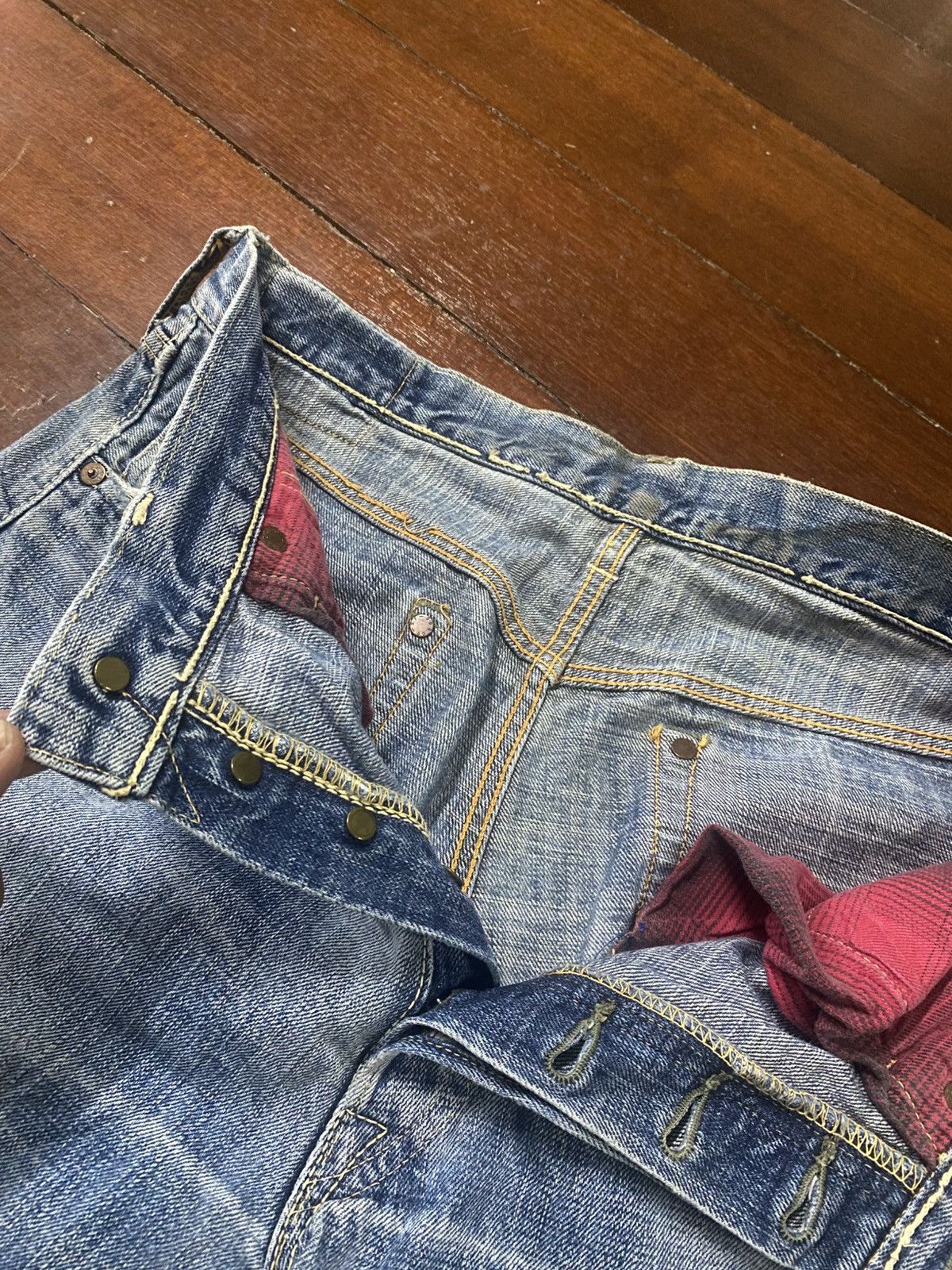Warehouse Vintage PHERROWS distressed denim wide leg selvedge Size US 34 / EU 50 - 20 Thumbnail
