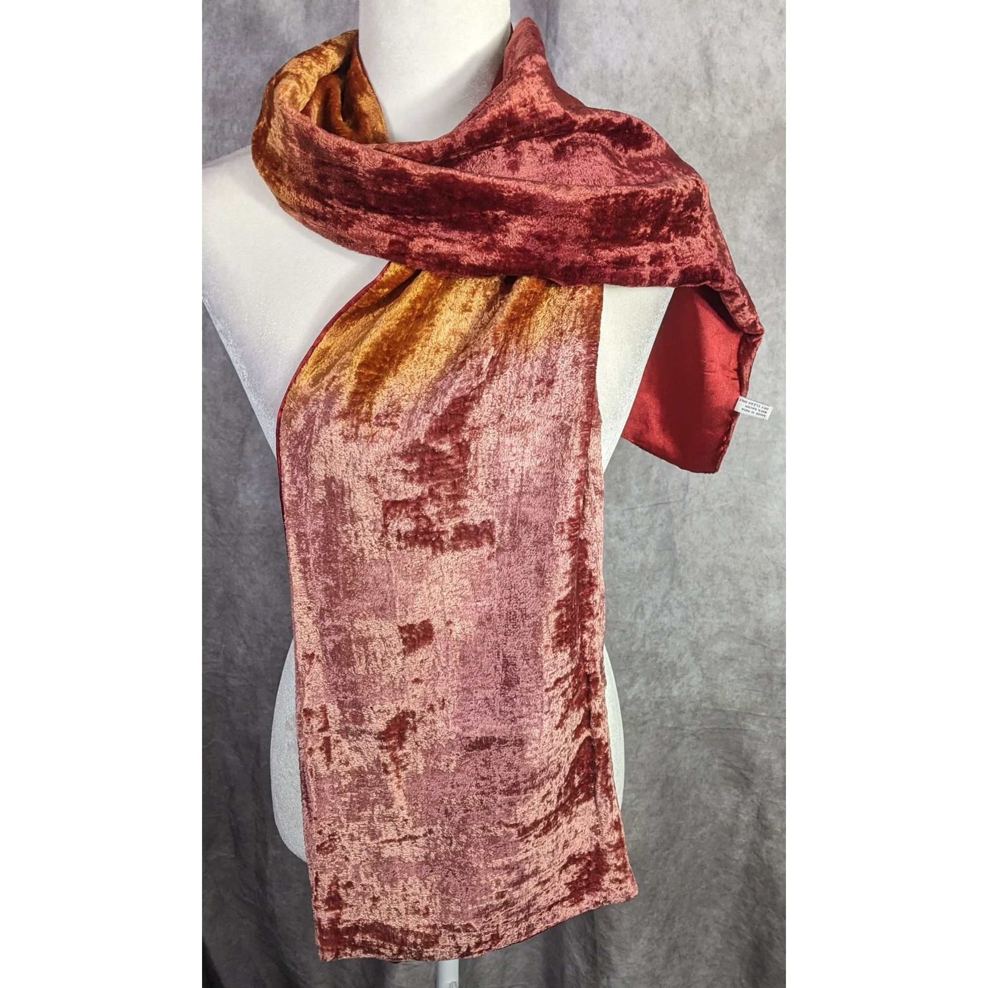 Other Vintage One If By Land Velvet Scarf Ombre Red Gold Pink 60"x Size ONE SIZE - 10 Thumbnail