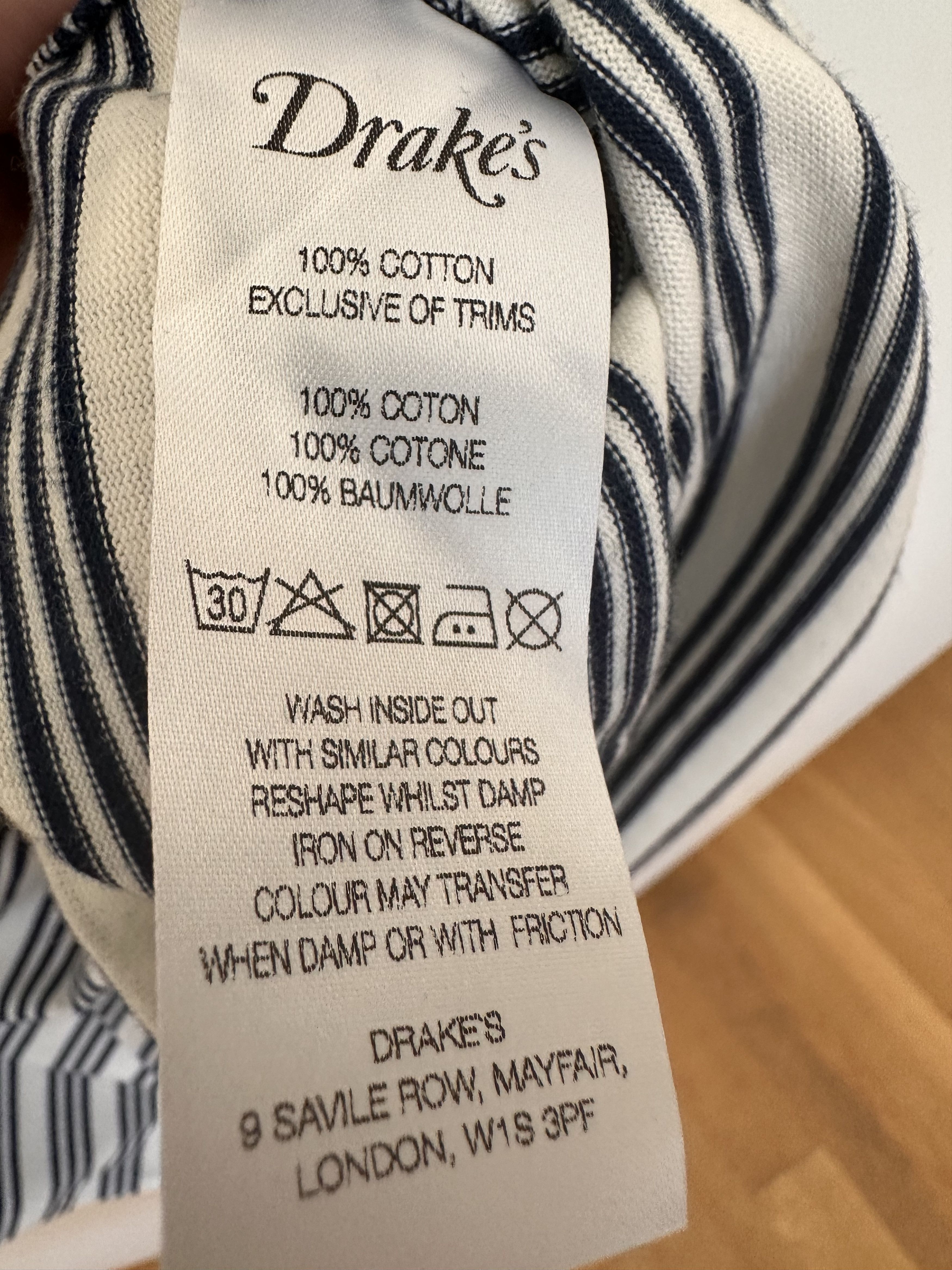 Drake's Drake’s Striped Cotton Jersey T-Shirt – Navy/White (M) Size US M / EU 48-50 / 2 - 5 Thumbnail