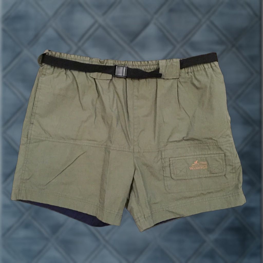 Vintage Cargo Woodfield Green Trunks Mens Large Lined Nylon Cotton Blend Belted Swim Bottom Size US 33 - 1 Thumbnail