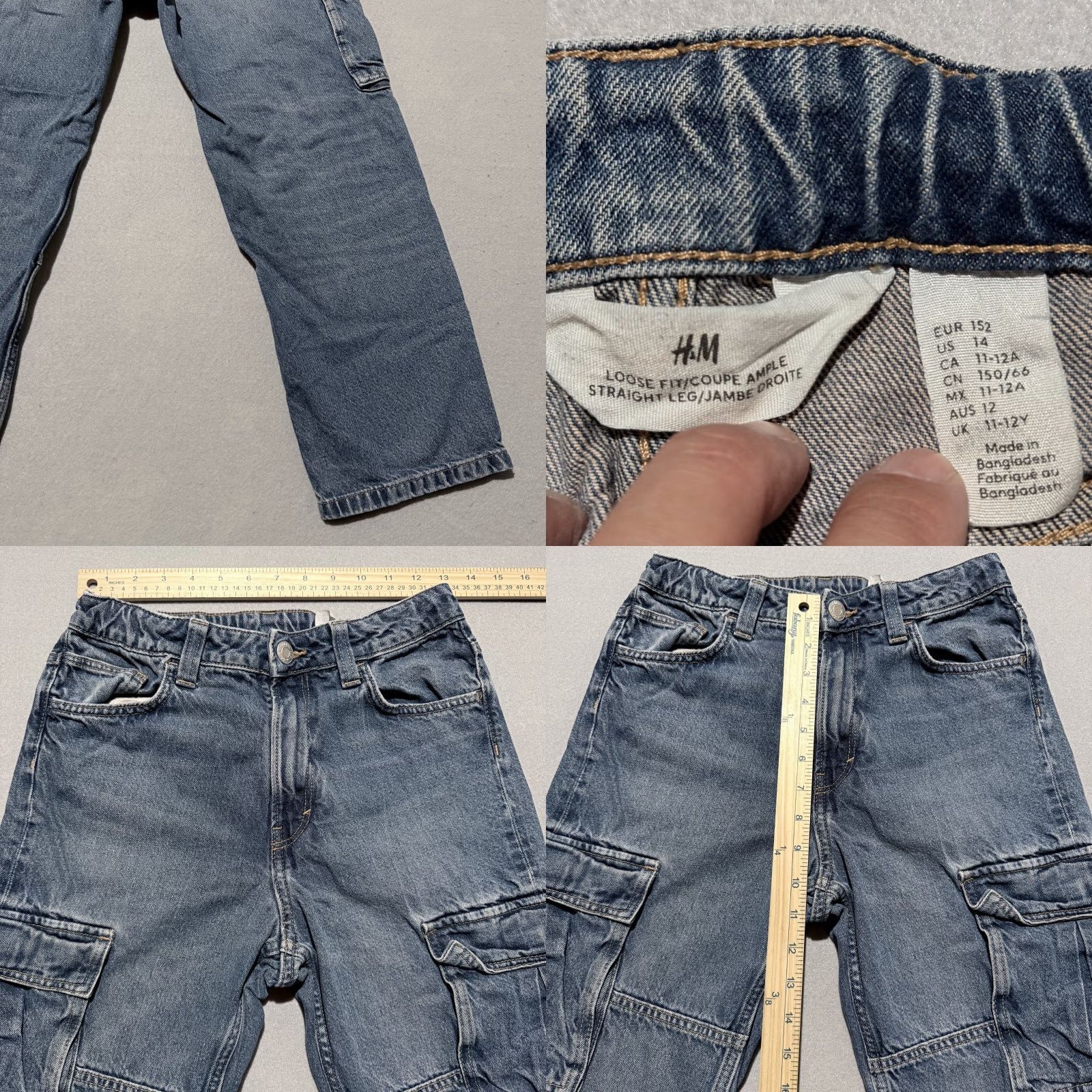 H&M H&M Cargo Jeans Women Blue Denim Mid Rise Straight Loose Fit Pockets 14 90s Cargo Jeans Womens Blue Denim Mid Rise Straight Loose Fit Pockets 14 Size 36" / US 14 / IT 50 - 8 Thumbnail