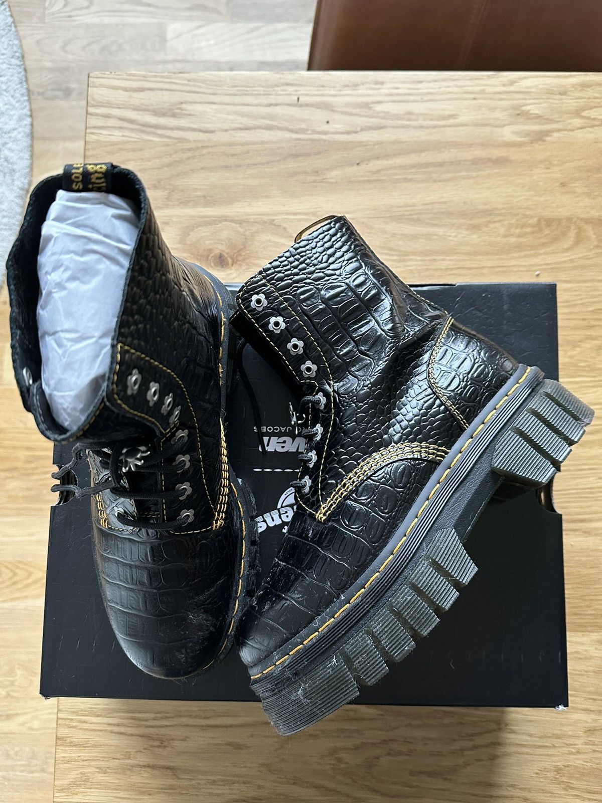 image of Dr Martens x Heaven By Marc Jacobs Audrick 8-Eye X Heaven Marc Jacobs Shoes in Black, Women's (Size