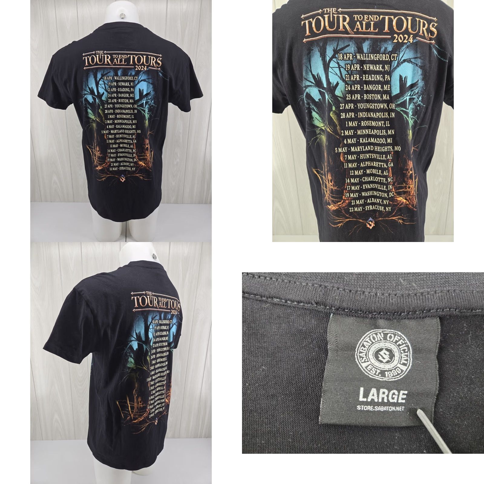 Vintage VINTAGE Sabaton Band Tour 2024 Concert Black T Shirt Men Full Print DBL Large XXL? Size US L / EU 52-54 / 3 - 8 Thumbnail