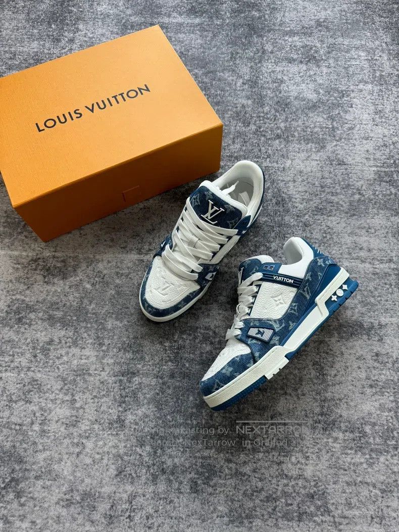 Louis Vuitton New Blue and White Denim Embossed shoes