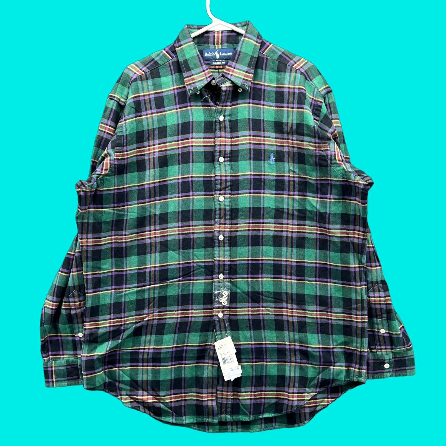 Ralph Lauren VINTAGE Ralph Lauren Shirt Mens Large Green Plaid Flannel Button Front Size US L / EU 52-54 / 3 - 1 Thumbnail