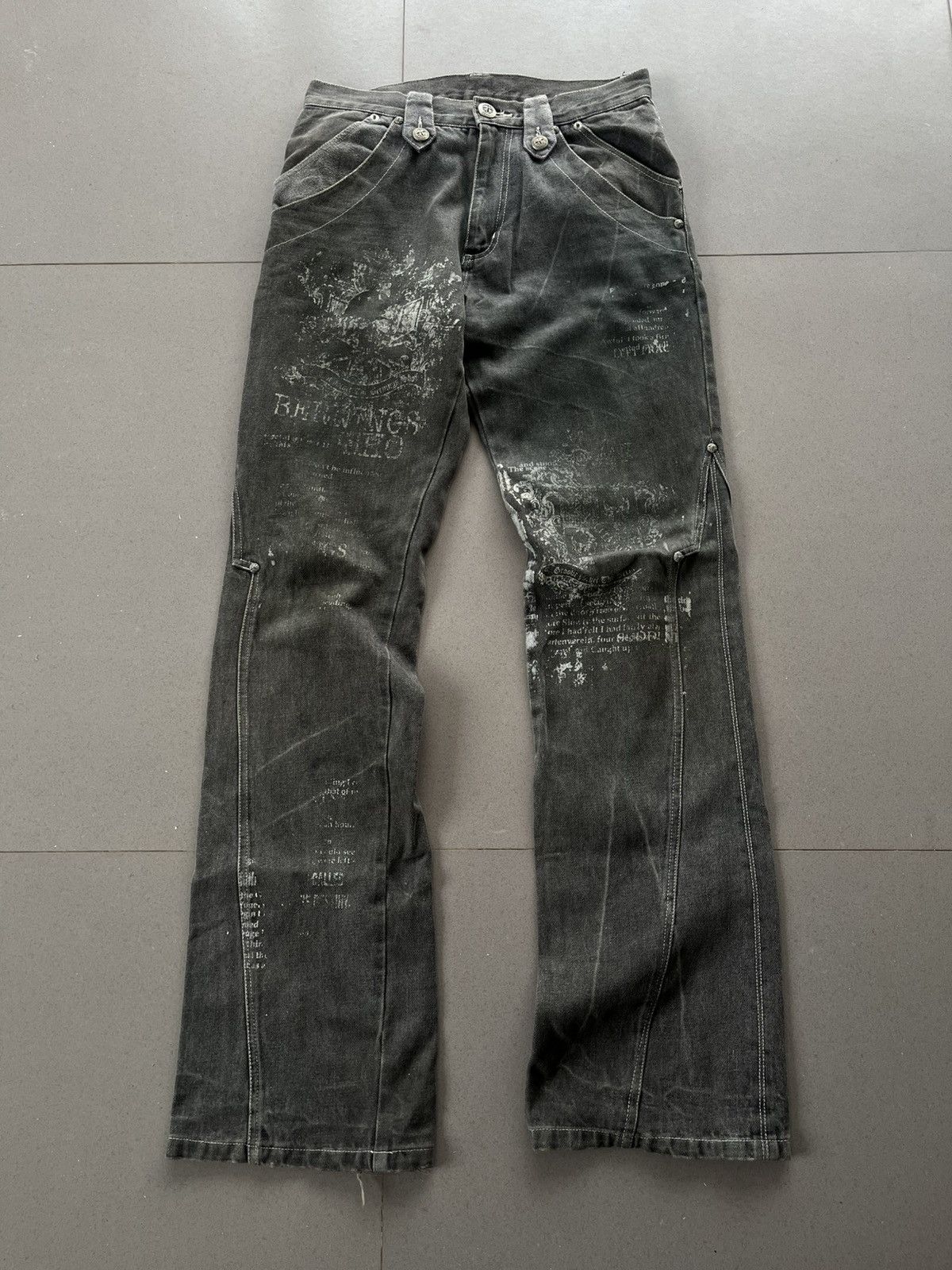 5351 POUR LES HOMMES JAPANESE BERNINGS SHO FLARE PANTS POEM GOTHIC DENIM VKEI Size US 30 / EU 46 - 1 Thumbnail