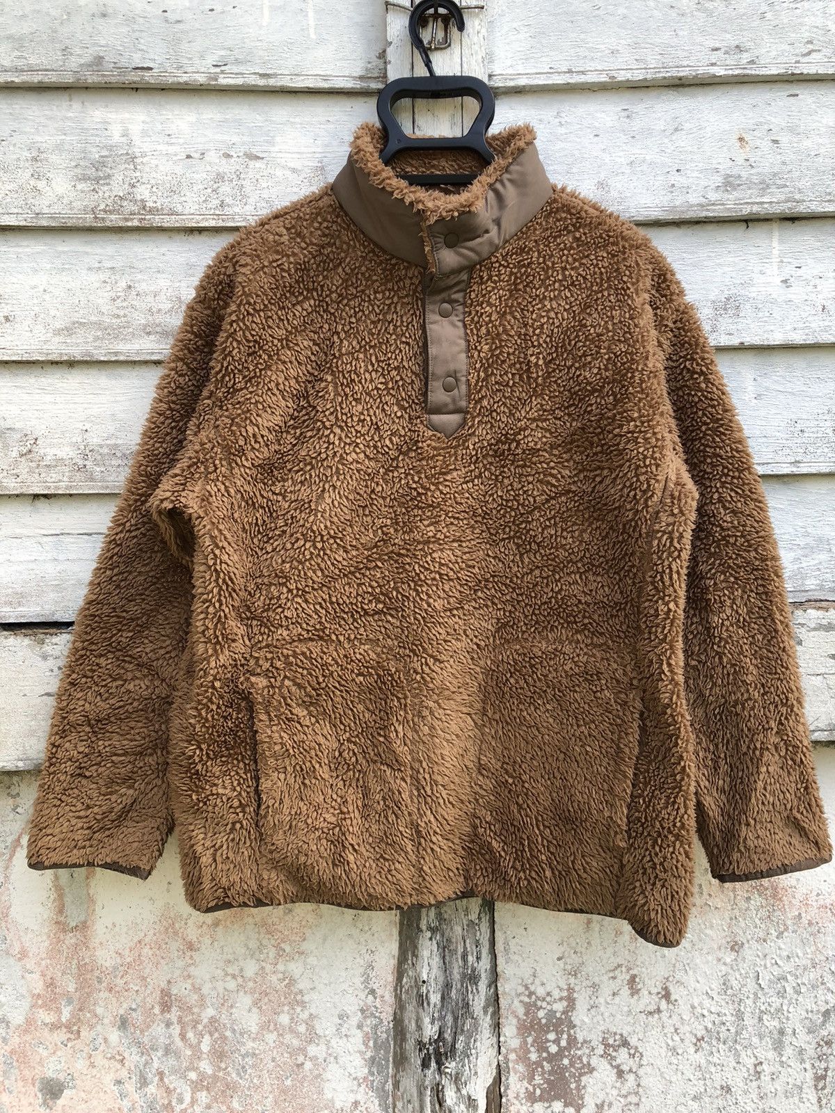 White Mountaineering x Uniqlo Half Button Deep Pile Fleece Light 