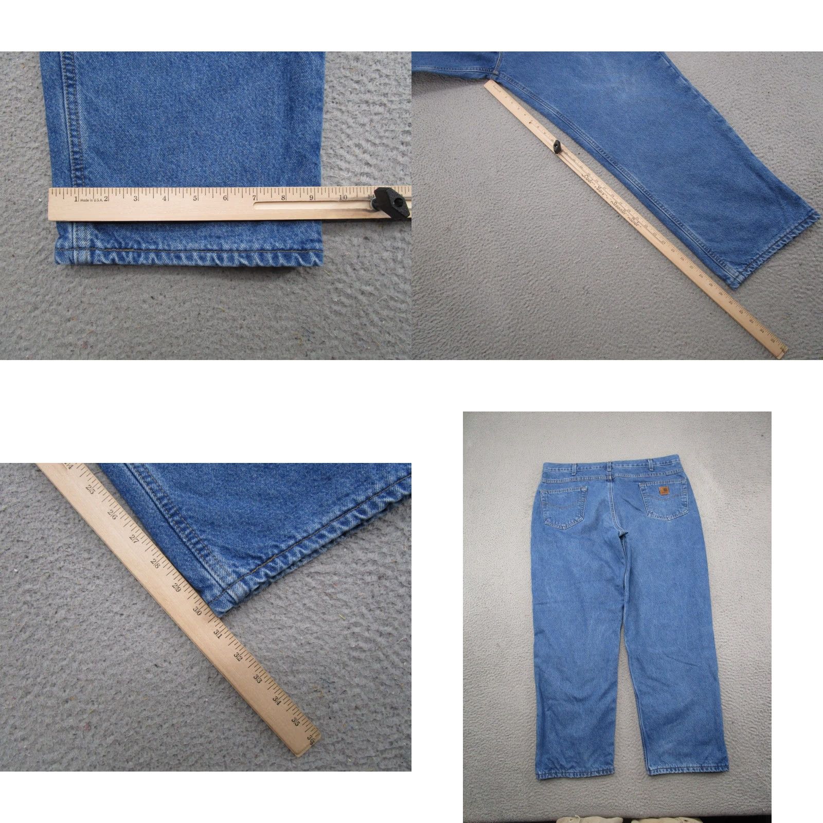 Carhartt VINTAGE Carhartt Jeans Mens 42x30 Blue Relaxed Fit Denim Trouser B172 DST Hardwearing Belt Loops 5-Pocket Logo Zipper Button Size US 42 / EU 58 - 8 Thumbnail
