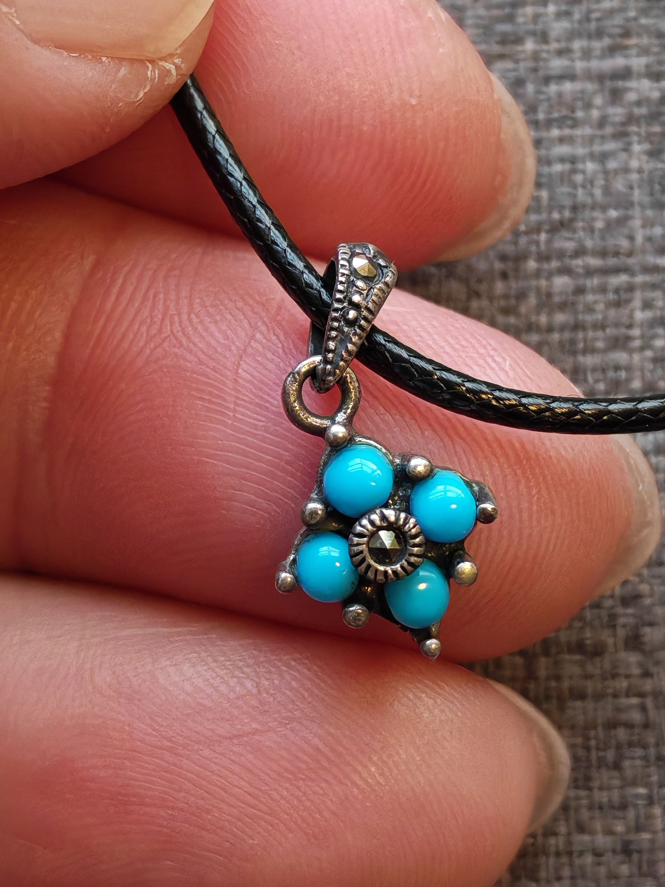 Vintage Vintage Old Native Turquoise Sterling 925 Silver Size ONE SIZE - 2 Thumbnail